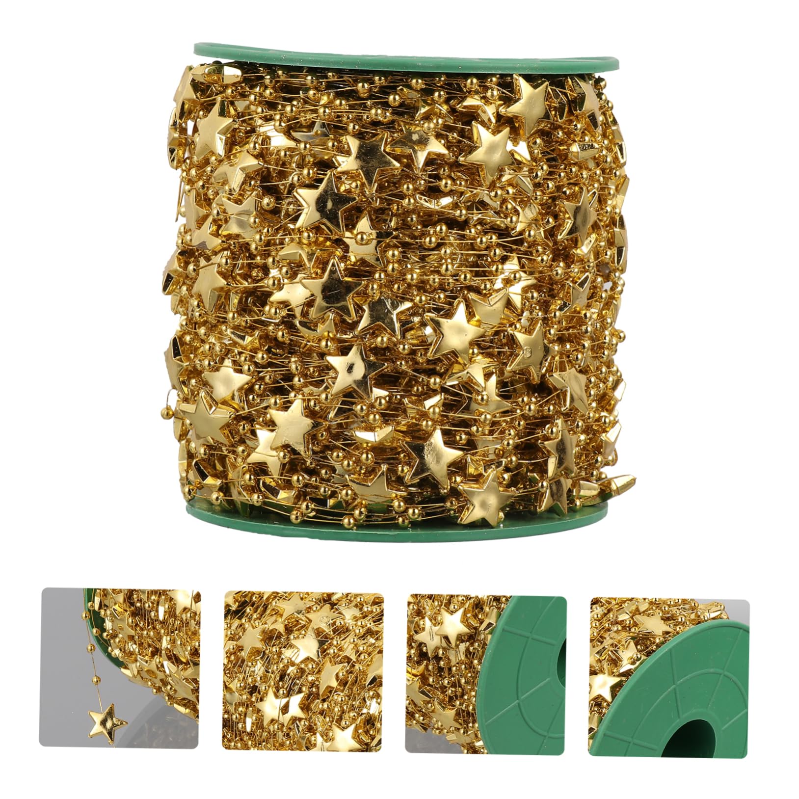 VILLCASE Pentagramm-perlenkette Strassperlen Weihnachtsbänder Zum Basteln Weihnachtsperlenbesatz Hochzeitsperlenkette Weihnachtsgeschenkverpackungsband Strumpffüller Acryl Golden