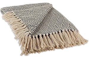 DII Black and Cream Diamond Cotton Throw Blanket 50x60