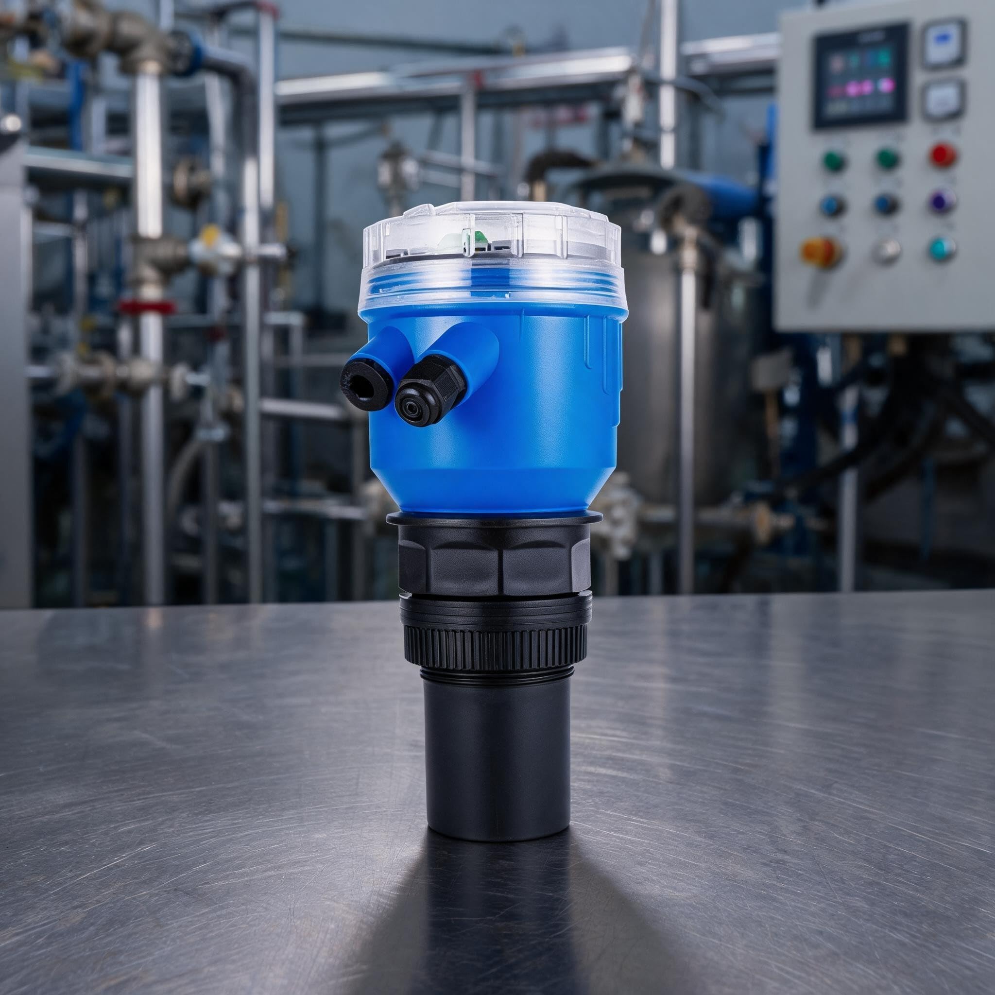 Sensor de nivel con salida de 4-20 mA para nivel de agua, medición sin contacto hasta 10 m, pantalla LCD, IP68 impermeable, para aguas residuales y líquidos (0-5 m)