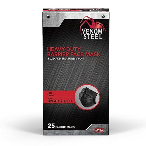 Miniatura 7 de Venom Steel Máscara facial negra de barrera resistente, resistente a líquidos y salpicaduras, 75 unidades
