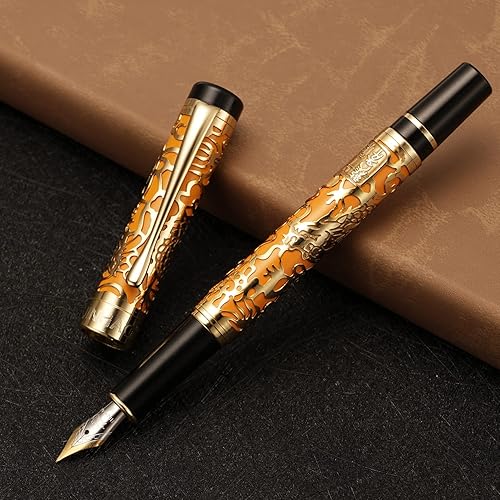 Miniatura 8 de Vintage Jinhao 5000 Pluma de metal Fude Pluma estilográfica, pluma estilográfica de caligrafía de punta doblada (fina a ancha) avanzada hermosa