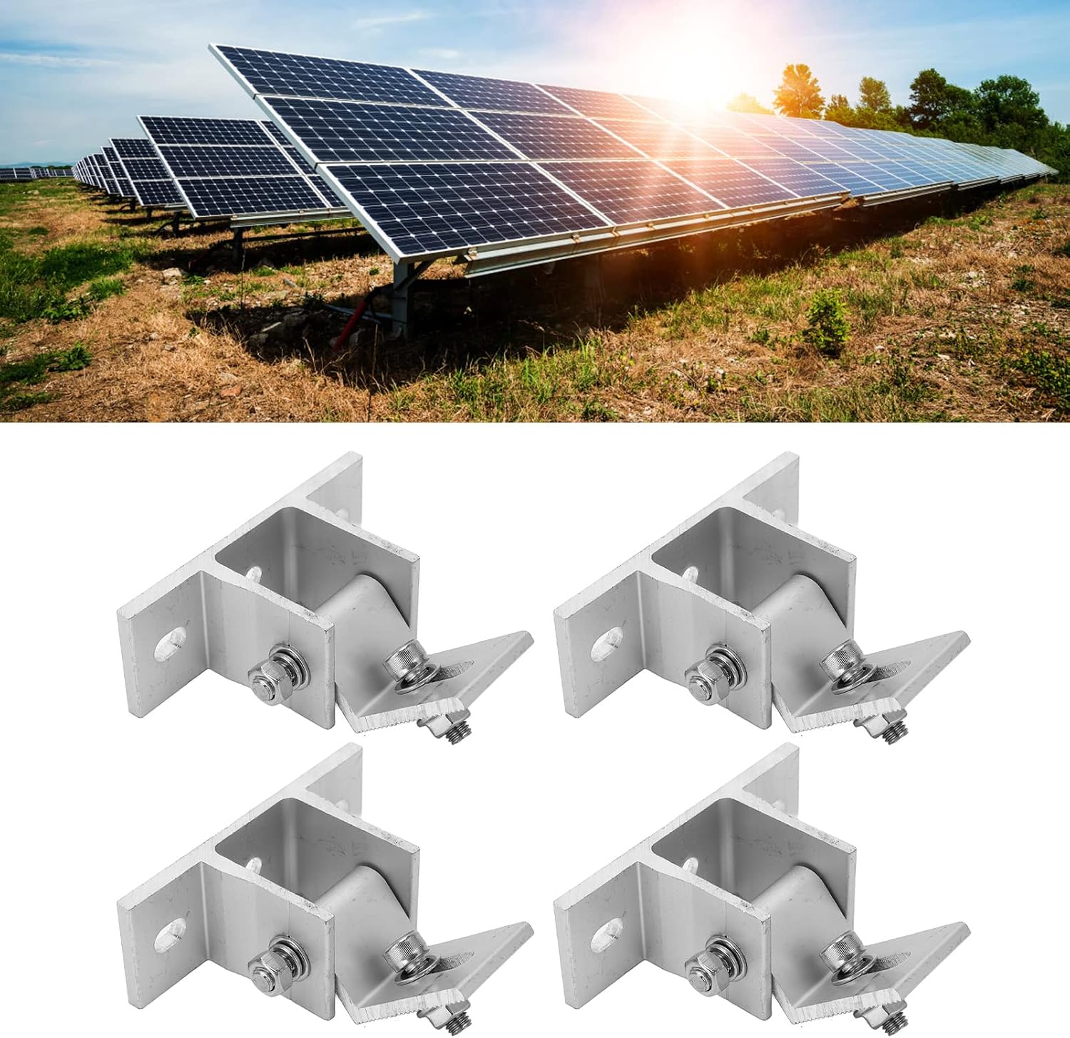 4 Set Solar Panel Mounting Bracket Foot Aluminum Alloy Anti Rustproof Solar PV Front Support for Roof