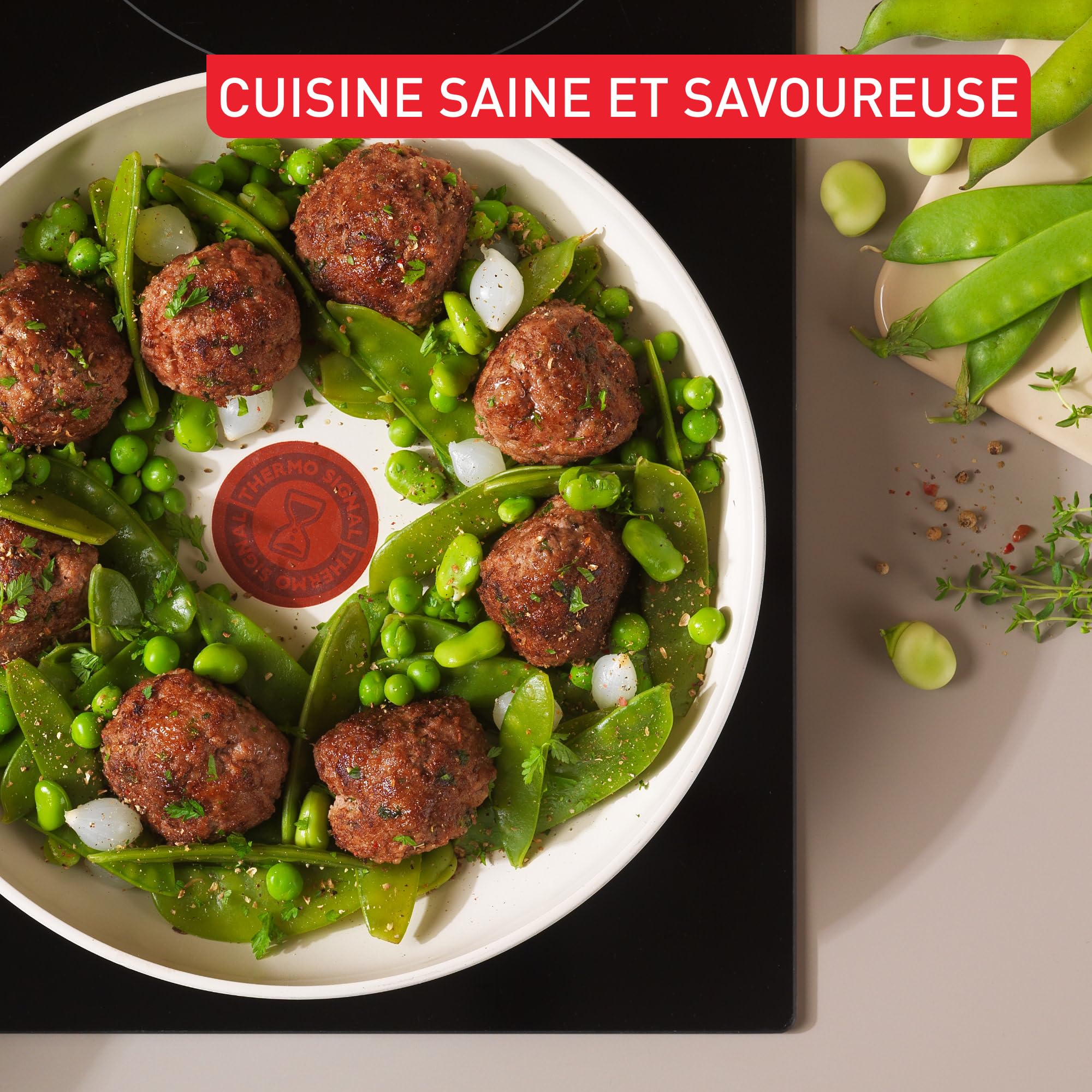 Tefal Cera Bright, Batterie de cuisine en céramique, Revêtement antiadhésif en céramique, Corps en aluminium 100% recyclé, C445S504