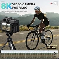 Vista 3 de 8K Digital Cameras for Photography 64MP - 16X Zoom Autofocus, WiFi, 180° Flip Screen with Wide-Angle & Macro Lens, Vlogging Camera for YouTube