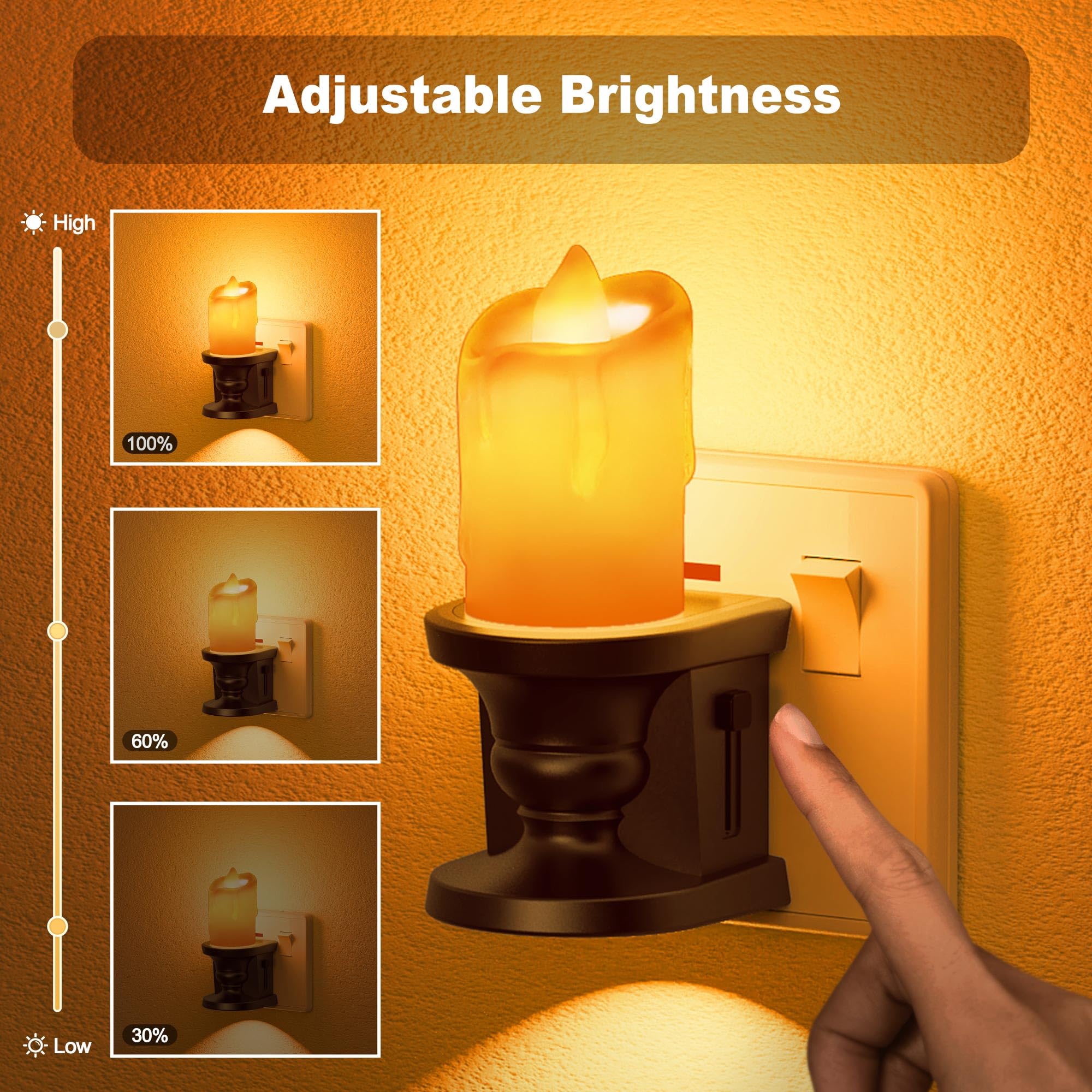 JandCase Night Light, Amber Plug in Night Light, 2 Pack Vintage Night Lights, Dusk to Dawn Sensor - Image 3