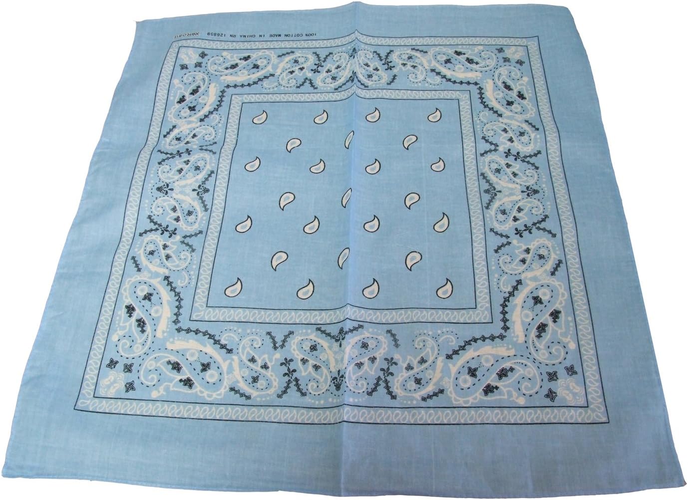 Bandanas By The Dozen 100% Cotton, Head Wrap 22" x 22" (Sky Blue, 22" X 22")