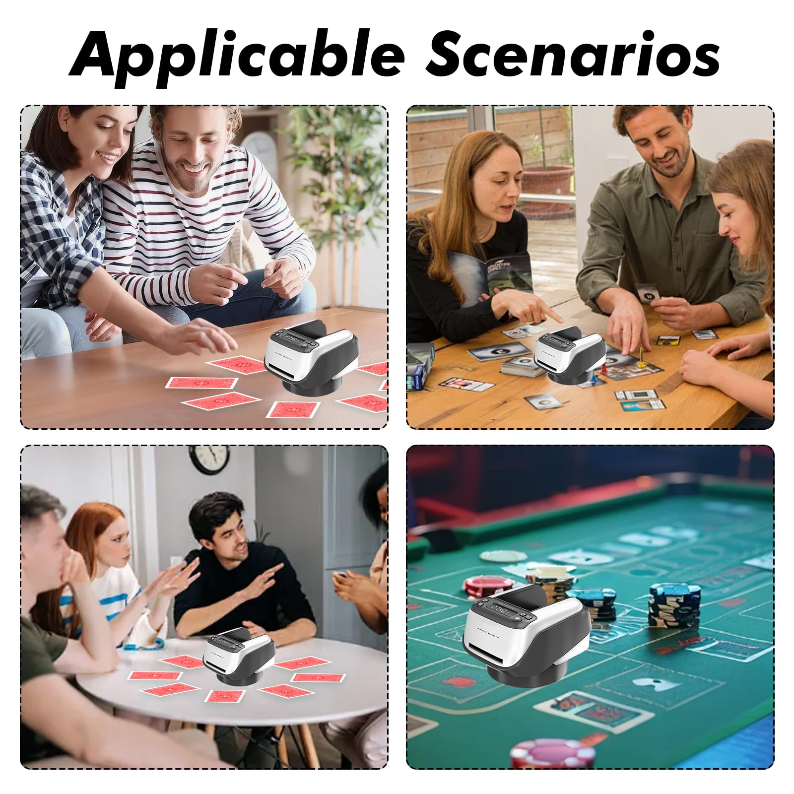 2 in 1 Automatische Kartenmischer und Kartensender, 2400mAh Elektrisch Kartenmischmaschine, 360° Drehbarer Kartengeber bis zu 8 Spieler, Kartenausgabe Maschine für Poker, UNO, Blackjack, Texas Holdem