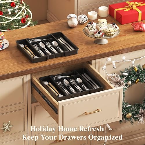 Miniatura 9 de Lifewit Organizador de cajones de cubiertos, bandeja expandible para utensilios de cocina, sin BPA y soporte para cubiertos, almacenamiento de