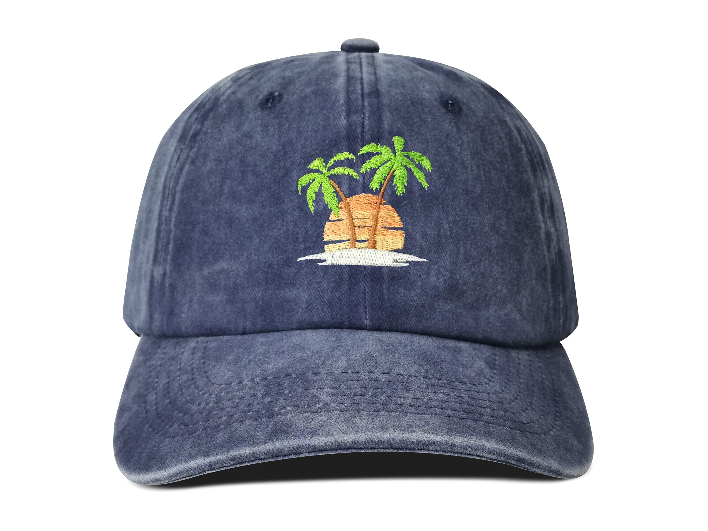 HepandyEmbroidered Palm Tree Hats for Men Women