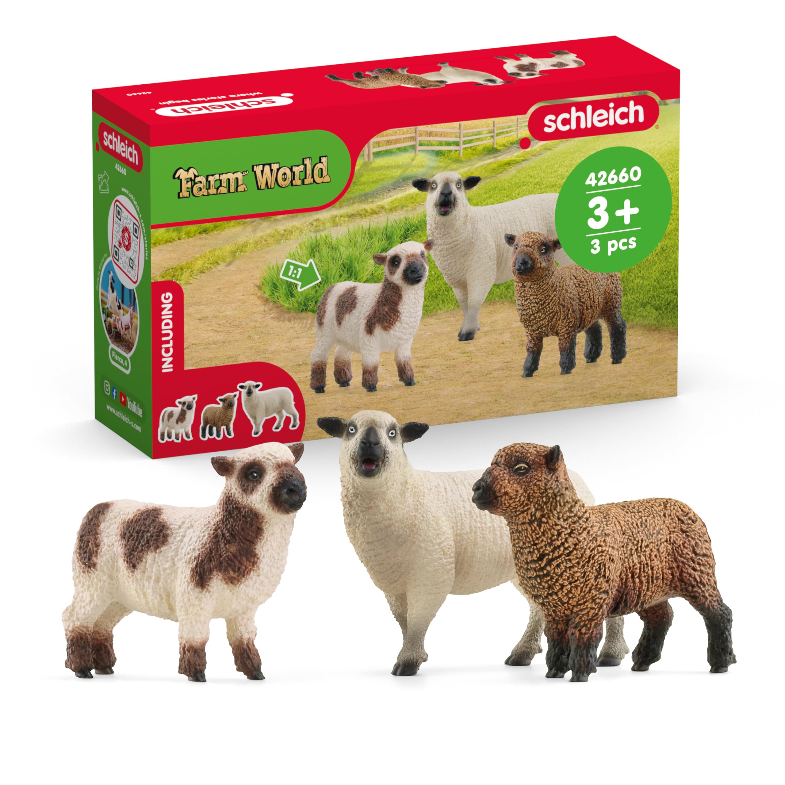 SCHLEICH42660 FARM WORLD Sheep Friends Figurine for ages 3+, Black