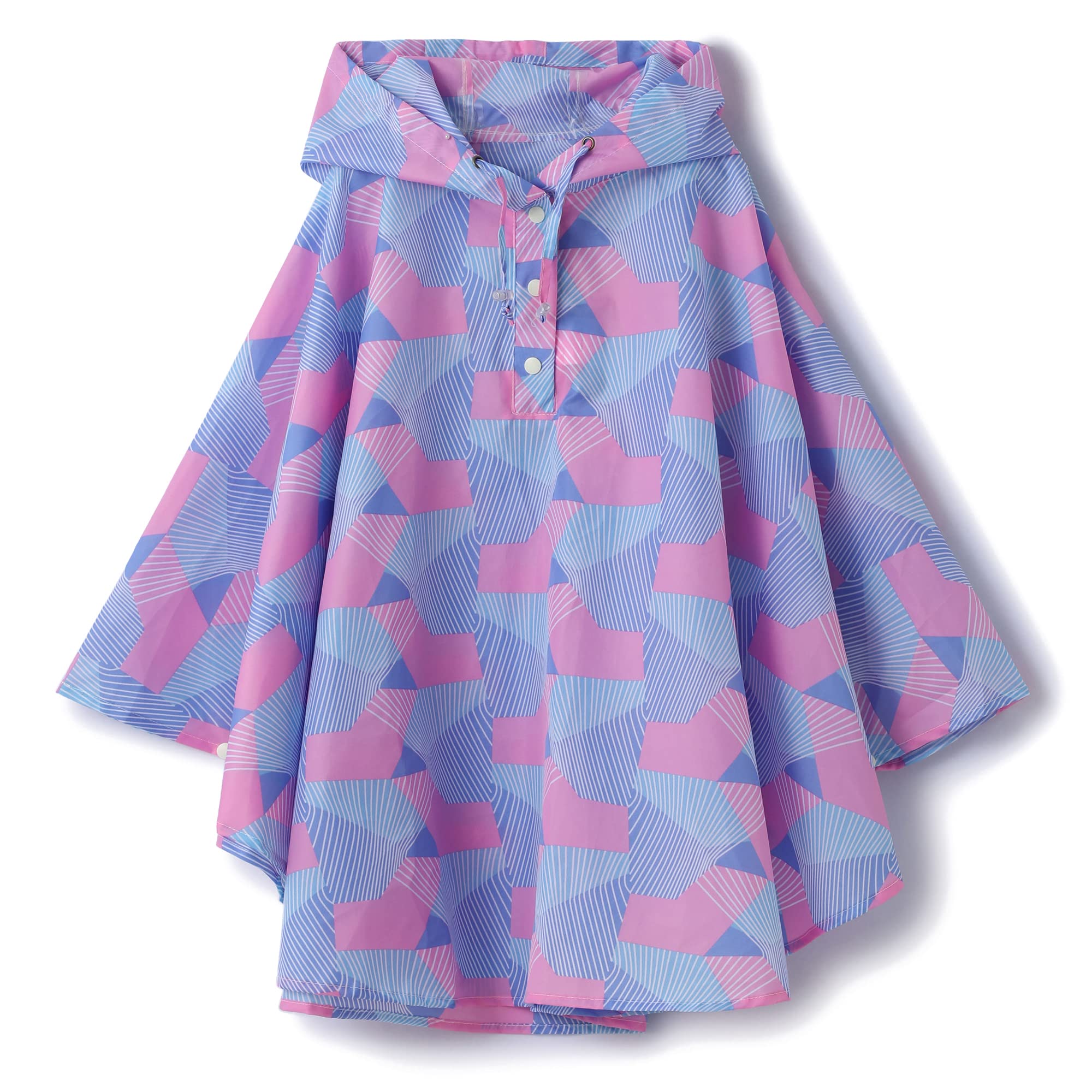 QIKADO Poncho Antipioggia Bambino, Poncho Pioggia Bambina con Cappuccio e Bottoni Portatile