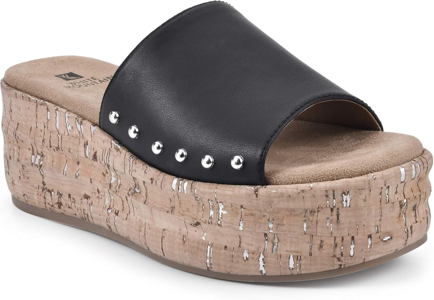 WHITE MOUNTAIN Shoes Diligent Women's Platform Wedge Slide Sandal, Black/Burn/Smooth, 9.5 M