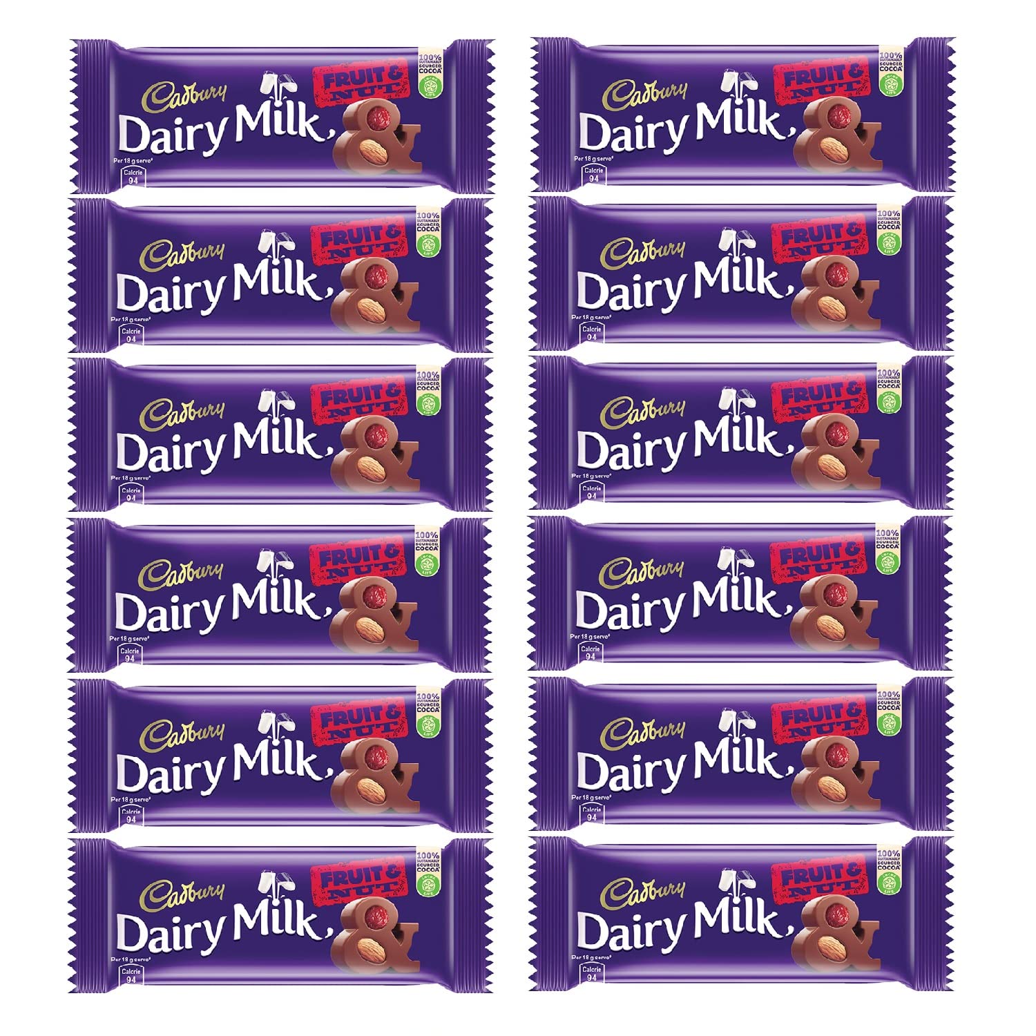 Buy Cadbury Dairy Milk Fruit and Nut Chocolate Bar, 36g (Pack of 12