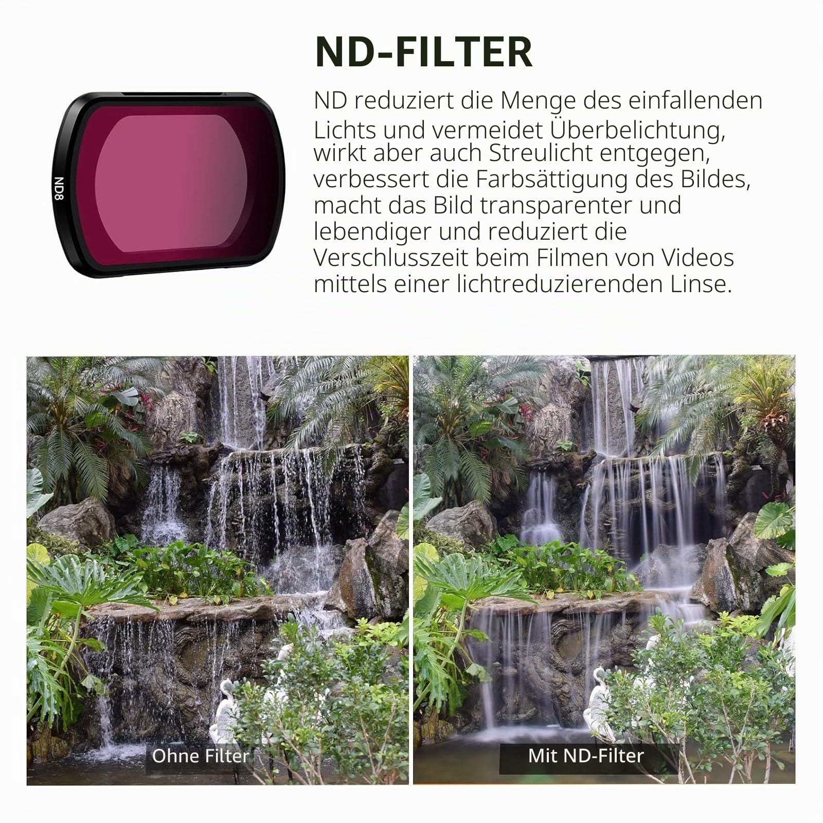 BRDRC Pocket 3 ND-Filter-Set, 6 Stück, CPL ND4 ND8 ND16 ND32 ND64 Objektivfilter für DJI Osmo Pocket 3 Creator Combo Kamerazubehör - Stapelbar