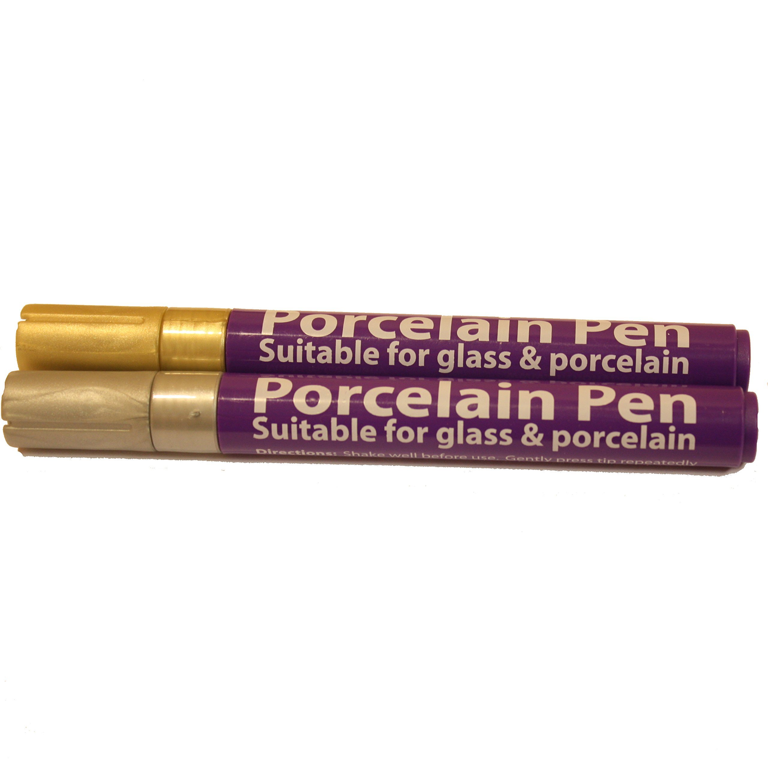 Metallic Gold & Silver Mix of Porcelain, Ceramic & Glass Paint Marker Pens Set of 2 by BCreative ®