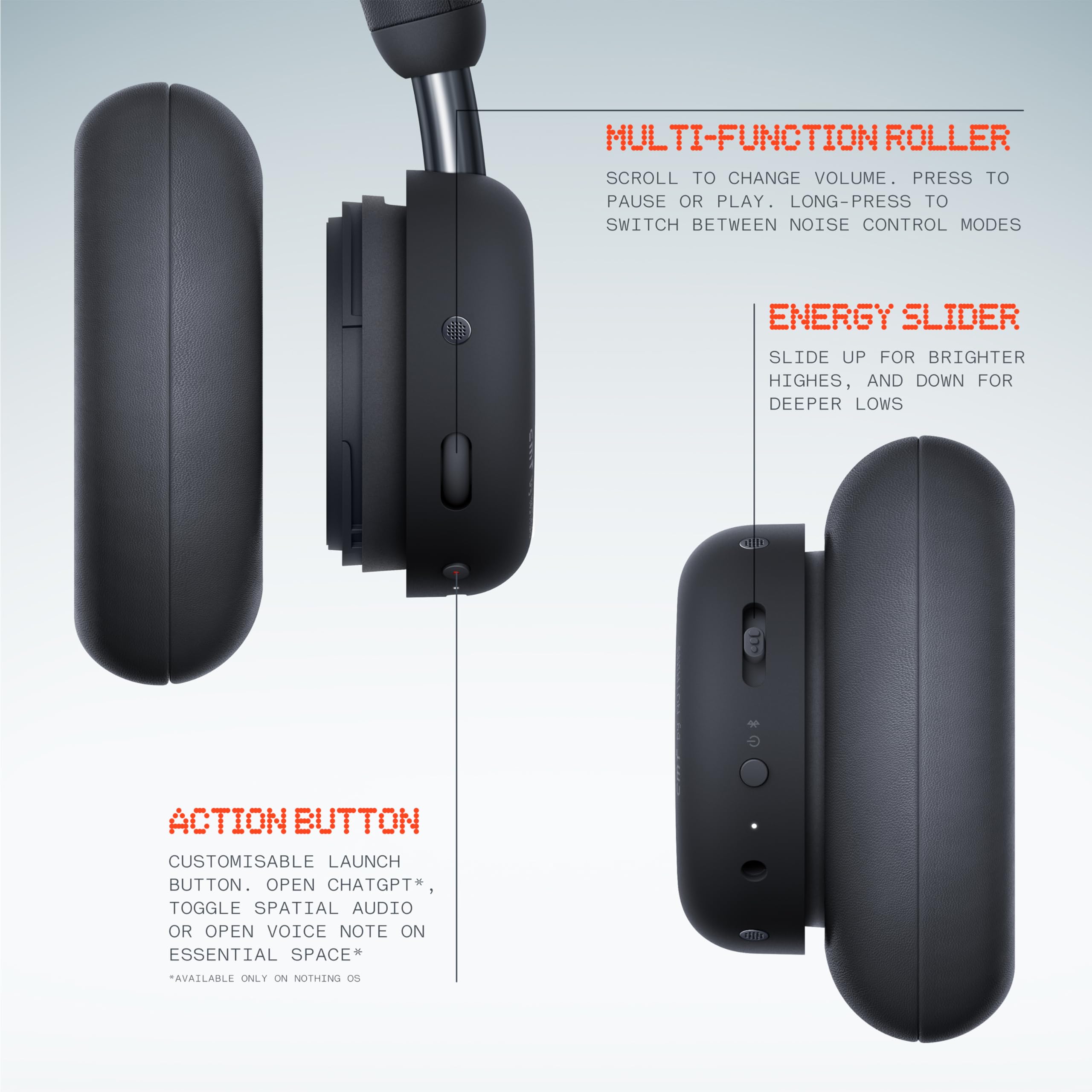 CMF Headphone Pro - Cuffie Bluetooth Over-Ear Wireless – Fino a 100h di Batteria, Hi-Res con LDAC, Audio Spaziale, con Cancellazione Attiva del Rumore – Grigio Scuro