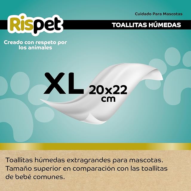 Foto 4 de 6 de Rispet Toallitas XL Aguacate y Seda, para el Manto de Perros, Gatos y Mascotas, 54 toallitas