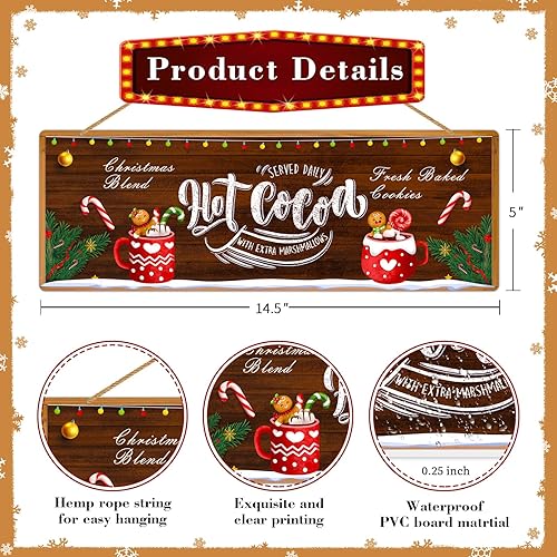 Miniatura 7 de Letreros de Navidad de cacao caliente, letrero de decoración de barra de cacao caliente, decoración de pared de Navidad, accesorios de barra de