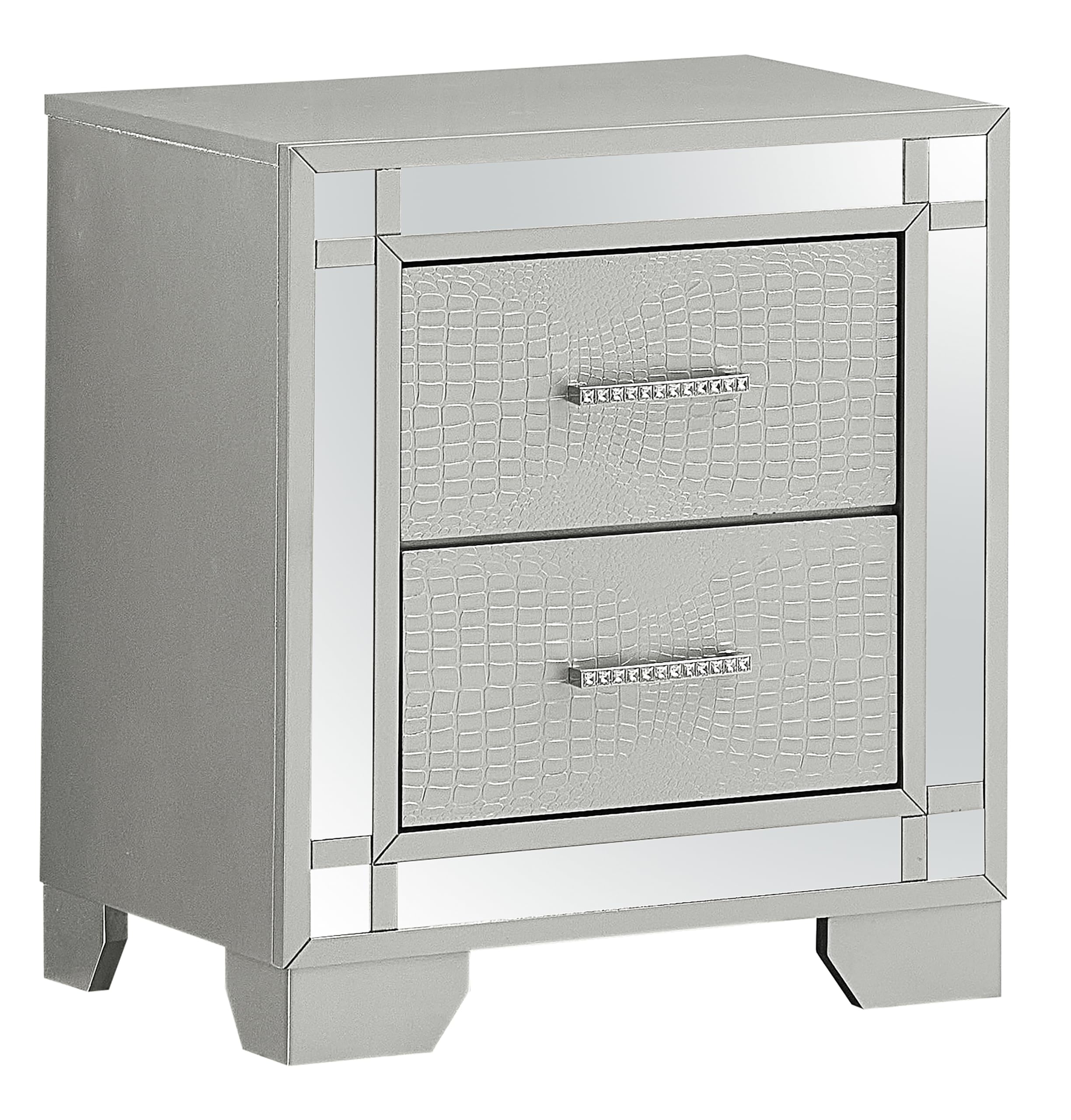 Nightstand in Silver Champagne – Sophisticated and Sleek Bedside Table with Ample Storage