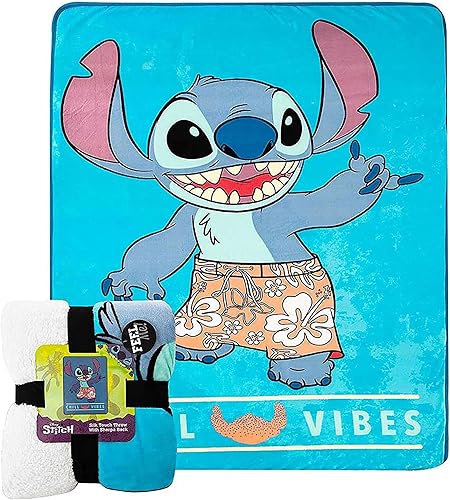 Northwest Lilo and Stitch - Manta Sherpa de seda táctil, 60 x 80 pulgadas, Chill Our