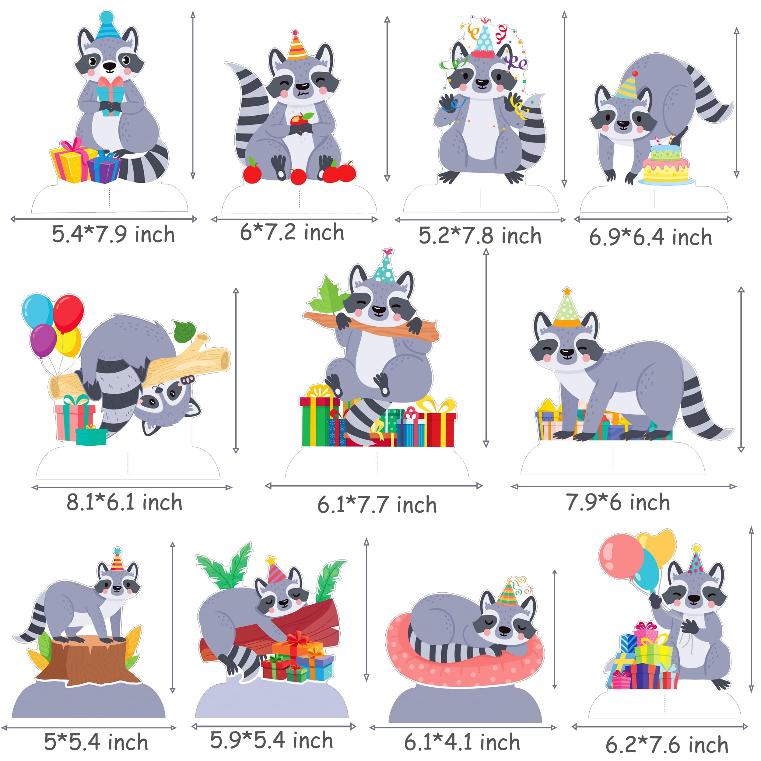 11pcs Raccoon Party Honeycomb Centerpieces Raccoon Birthday Party Decorations Woodland Themed Table Decorations for Raccoon Themed Birthday Party Forest Animal Baby Shower Supplies