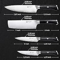 Vista 6 de PAUDIN Kitchen Knife Set, 4 Pieces Chef Knife Set, High Carbon Stainless Steel Knife Set, Ultra-Sharp Knives Set for Kitchen with Ergonomic Wooden