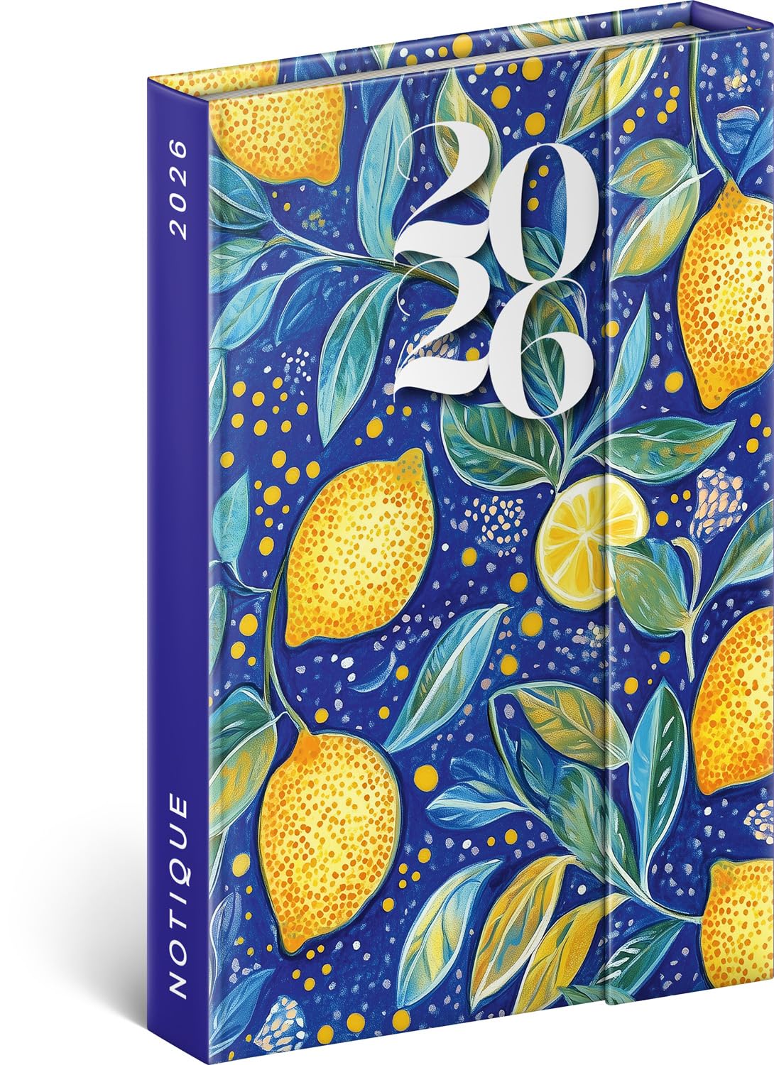 NOTIQUE 2026 Appointment Planner - Mini Pocket Planner approx. A6 with Magnetic Closure, Compact Weekly Planner 11x16cm, Hardcover Book Calendar with Monthly Overview (Lemons)