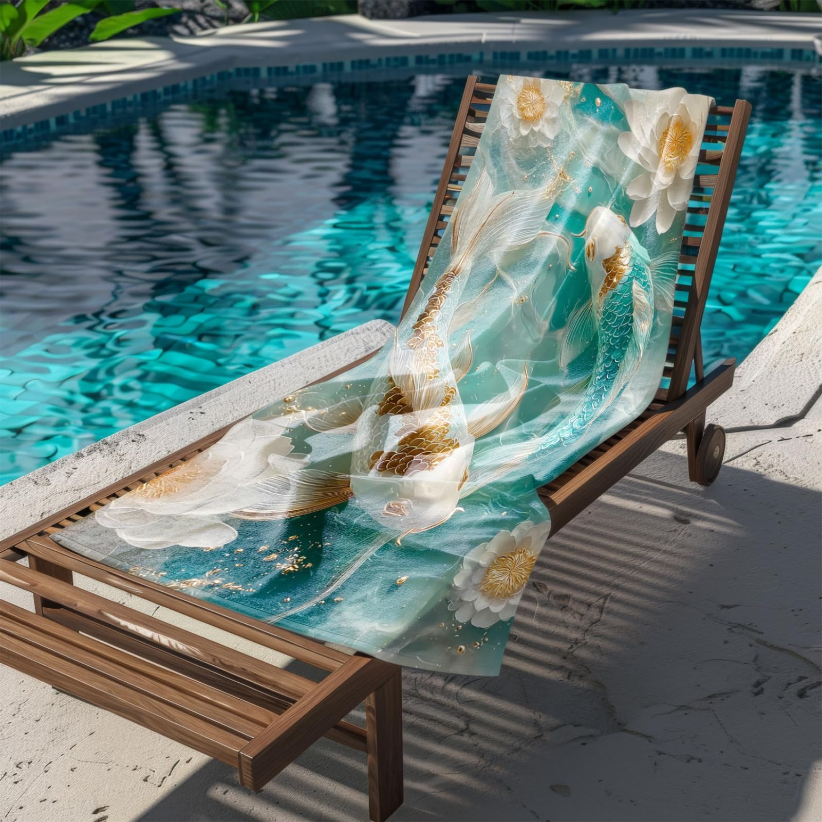 Générique Serviette Microfibre Plage Poisson Doré Vert Blanc