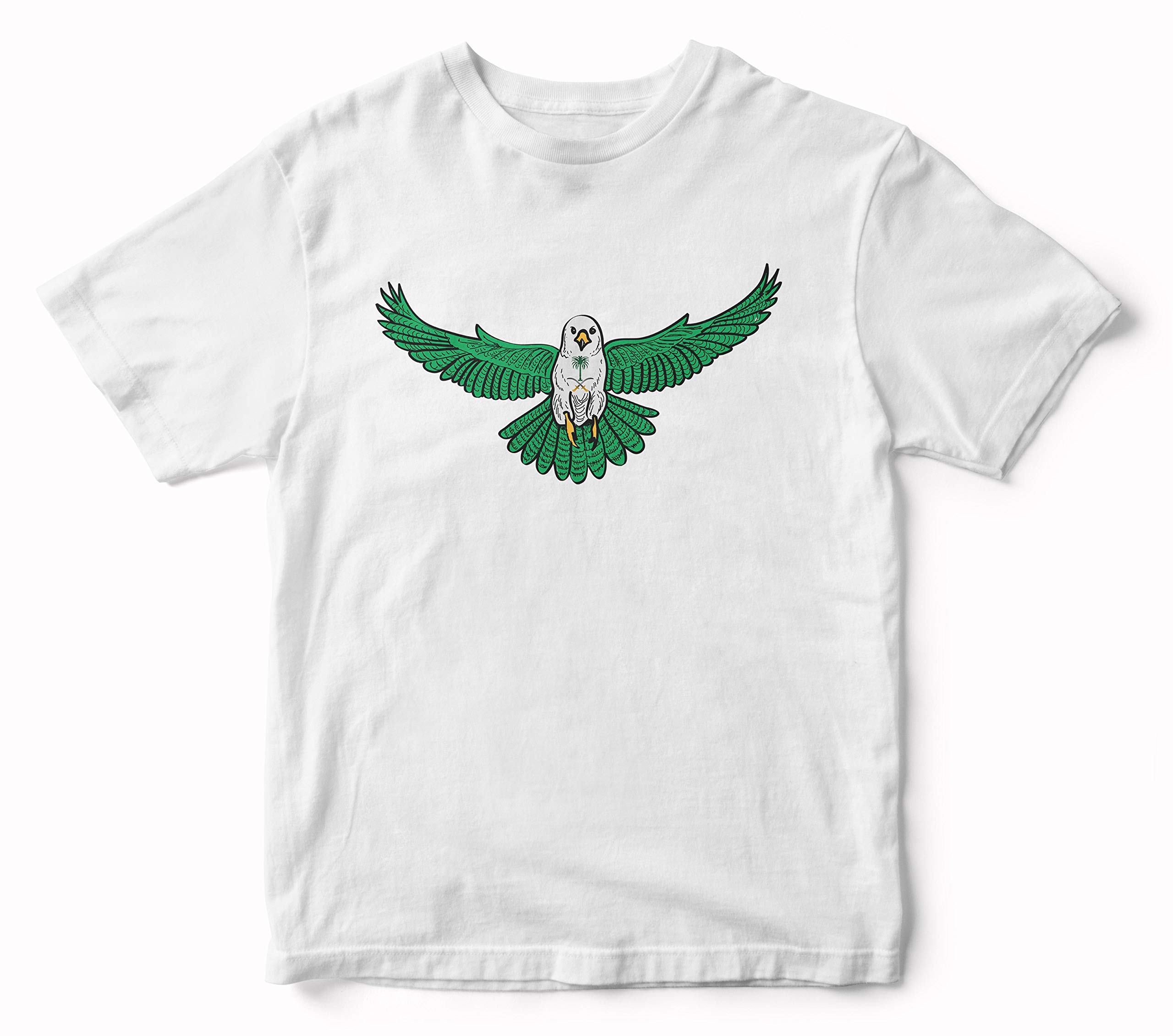 Alias White Round Neck T-Shirt for Unisex - Saudi Arabia's Falcon