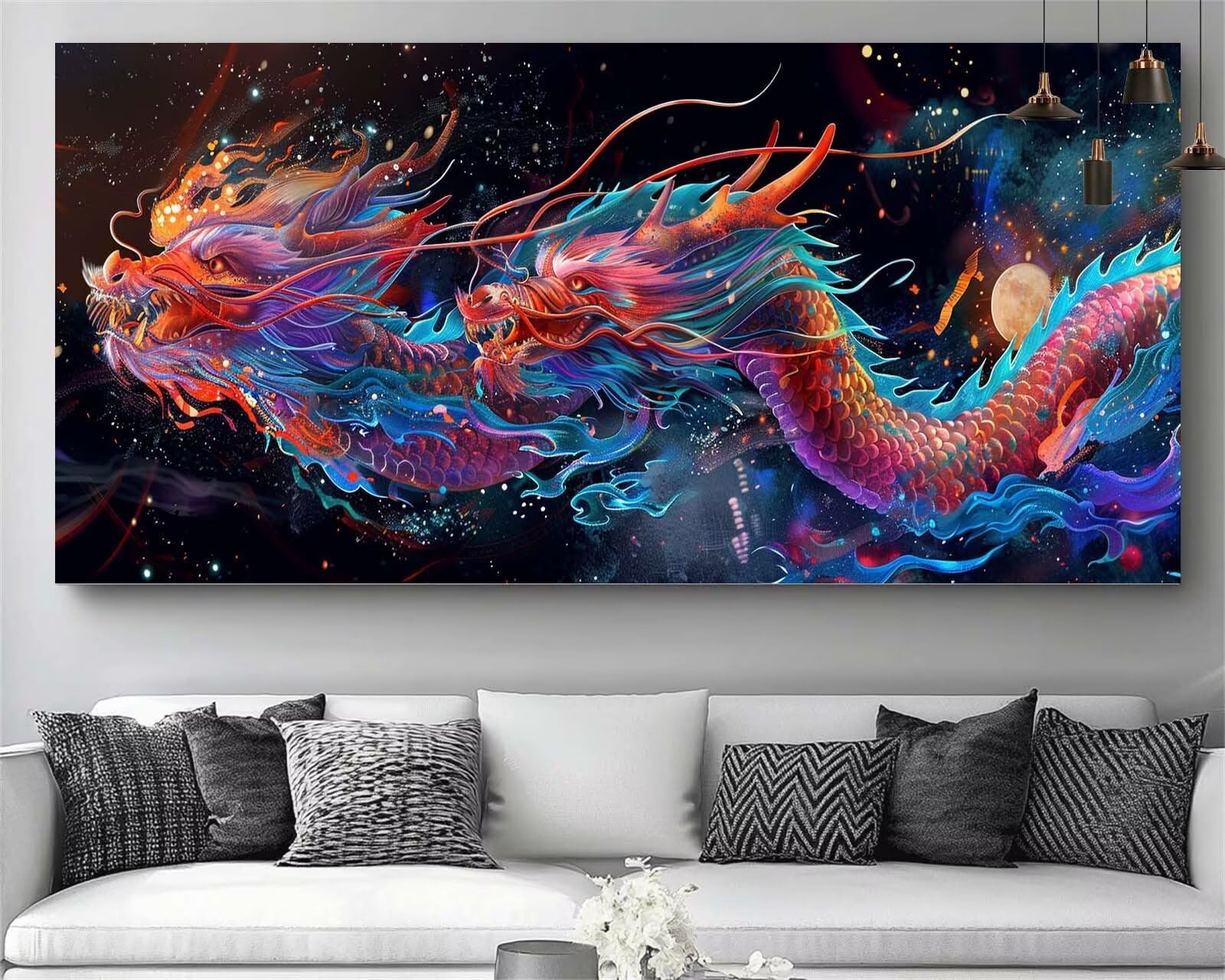 Japon Diamond Painting Dragon Diamond Painting Enfant Broderie Kit Complet, 5D Peinture Diamant Point de Croix Cristal Artisanat,DIY Tableau Strass Diamant Canevas Débutant Kit, Gifts 50x100cm M691