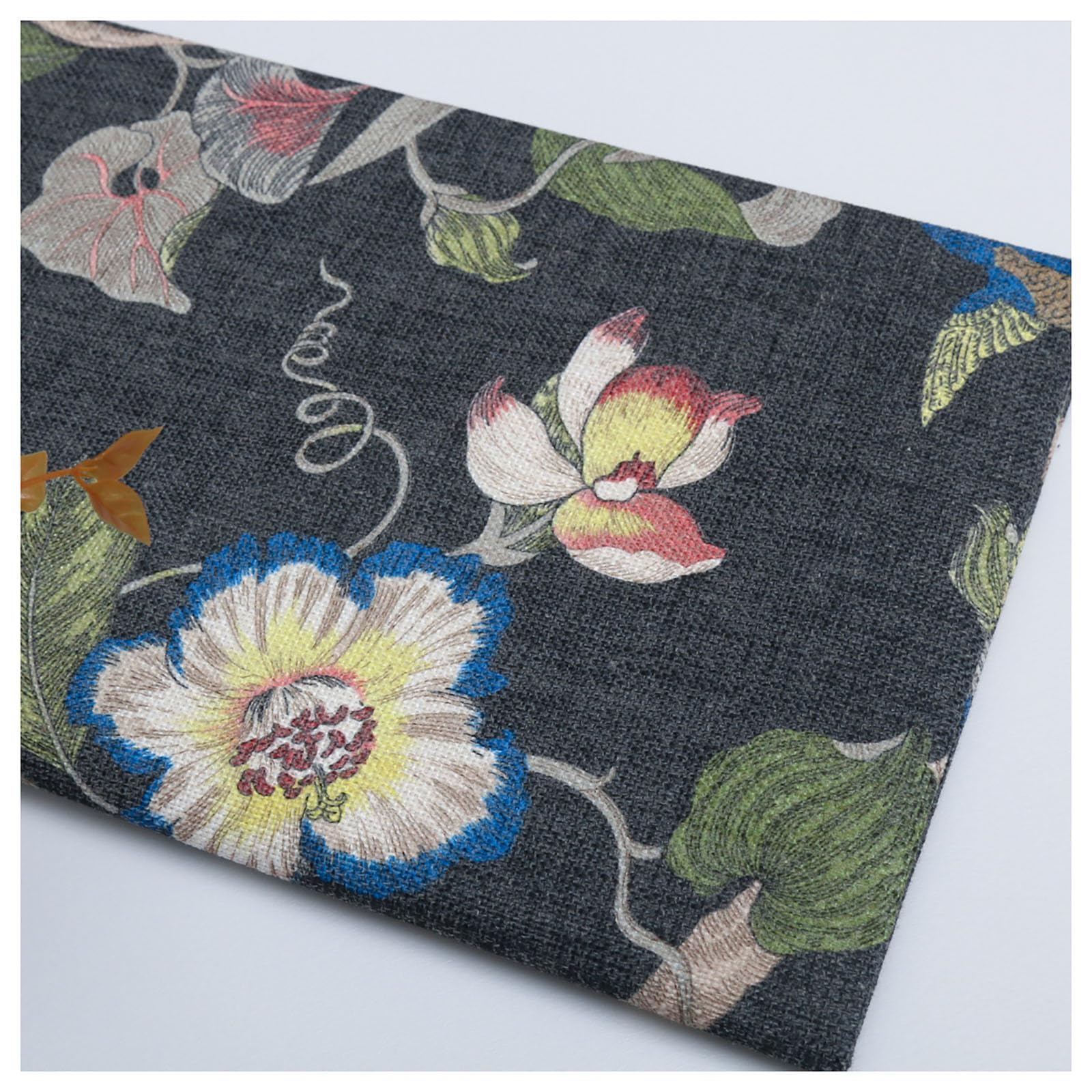 200 x 145 cm - Tissu en lin imprimé - Vendu au mètre - Tissu d'ameublement - Fleurs