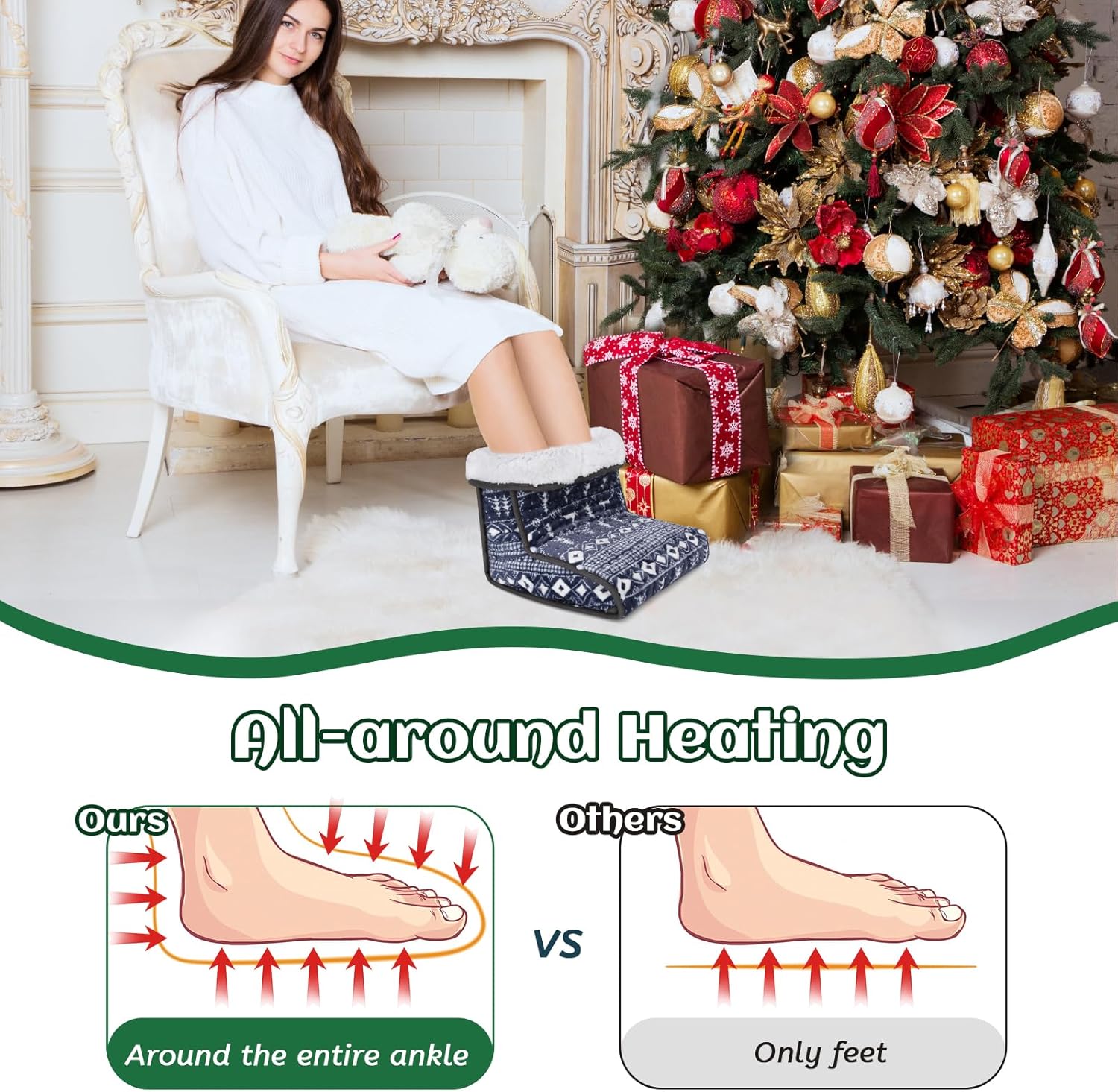 MAQUITA 2-in-1 Electric Heated Foot Warmer,Heating Pad for Feet Legs Back,New Detachable Design Meets Multiple Deeds