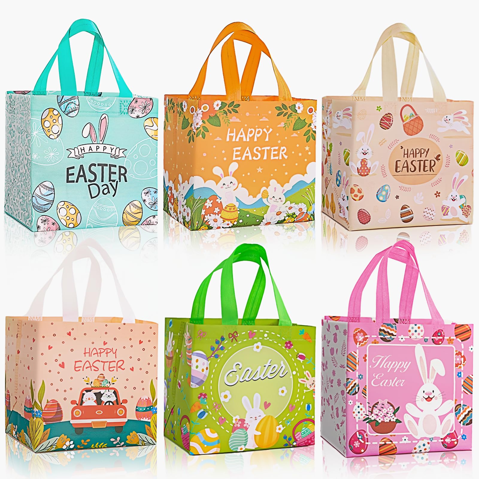 Photo 1 of VPCRT6 Easter Gift Bags with Handle, Reusable Easter Basket Non-Woven Bunny Treat Goodie Bag Easter Egg Hunt Bags for Easter Party Supply