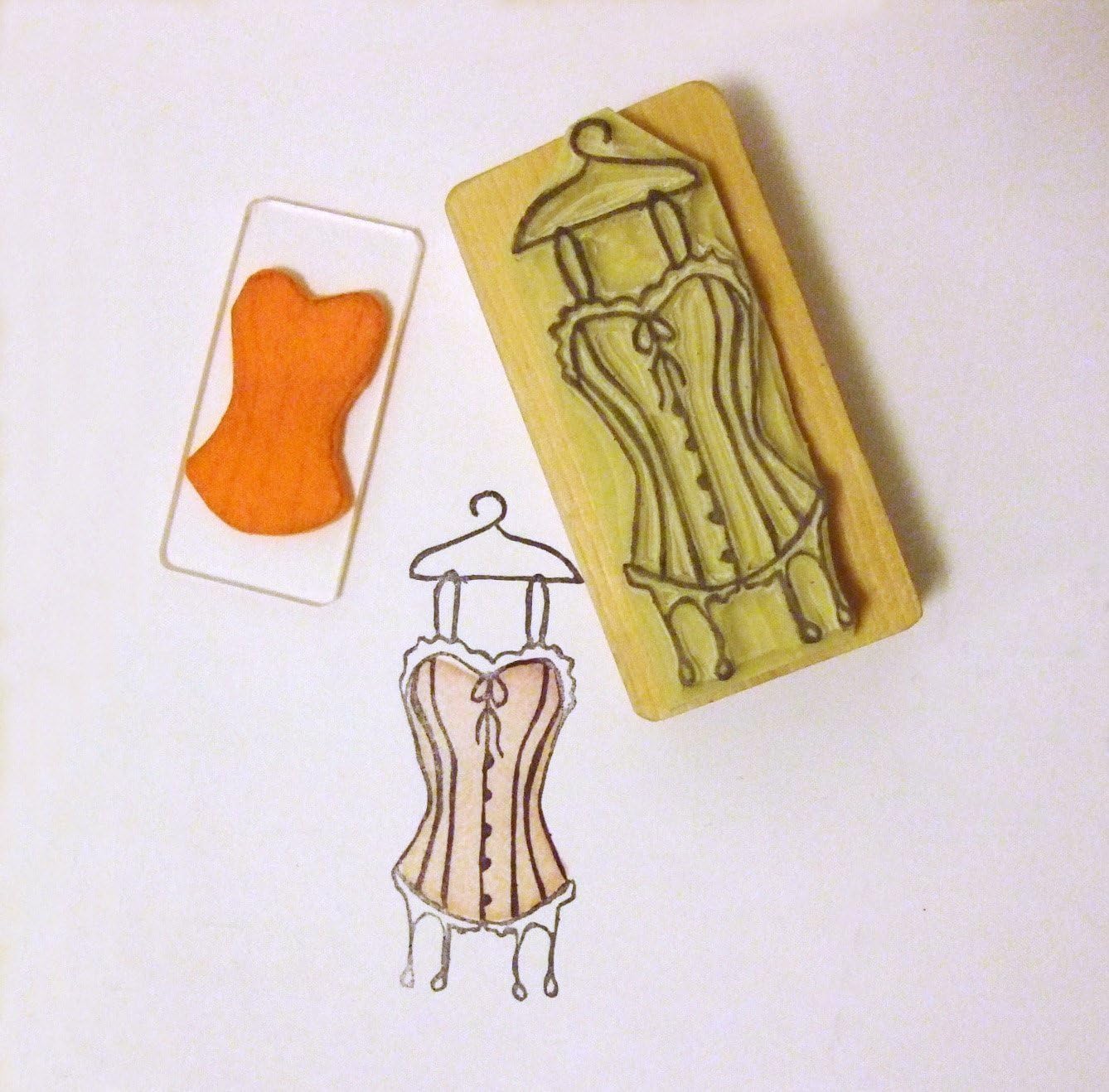 Corset - Hand carved rubber stamps