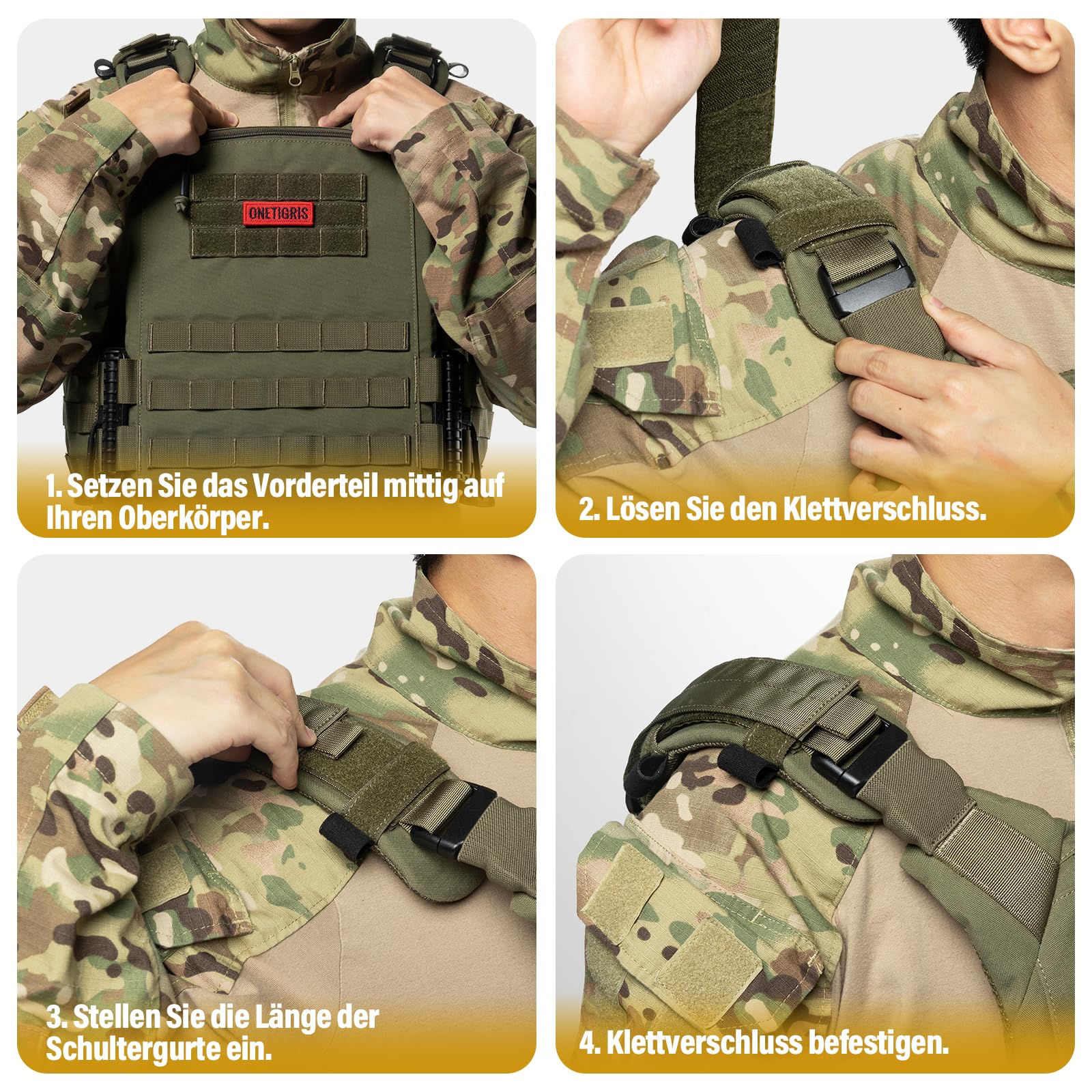 OneTigris FYR Gilet Tactique Airsoft Gilet Porte Plaque - Réglable et Respirant - Gilet par Balle pour Paintball Police