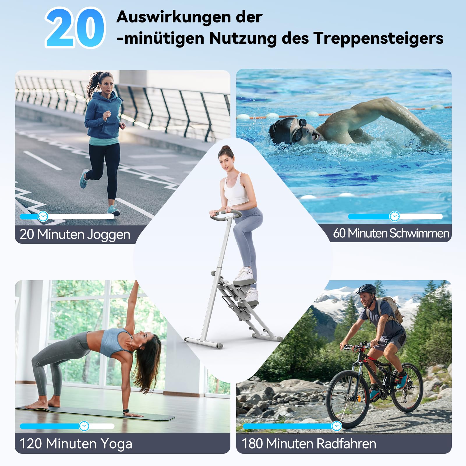 Stepper für Zuhause Gym,Steppers Faltbare Tragbares Pedal,Treppensteiger Crosstrainer,Heimtraining, Fitnessstudio,Fitnessgeräte für Zuhause