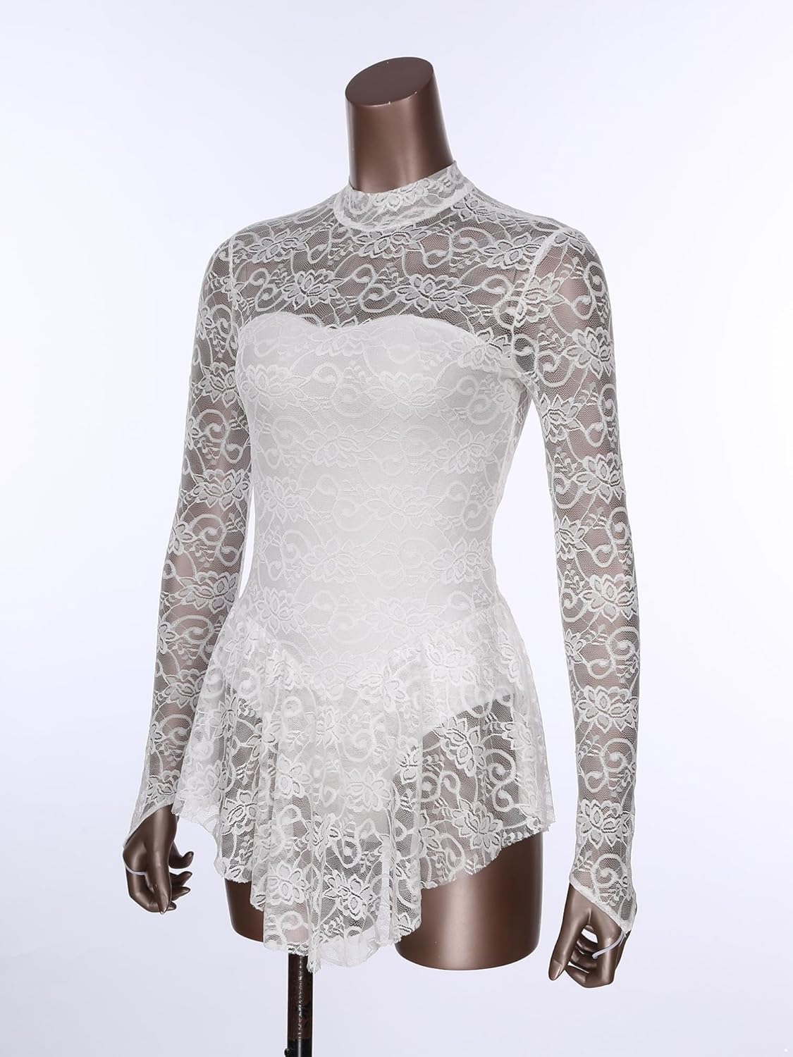 Abito Da Pattinaggio Artistico Donna - Body Con Strass E Rete - Foto 6