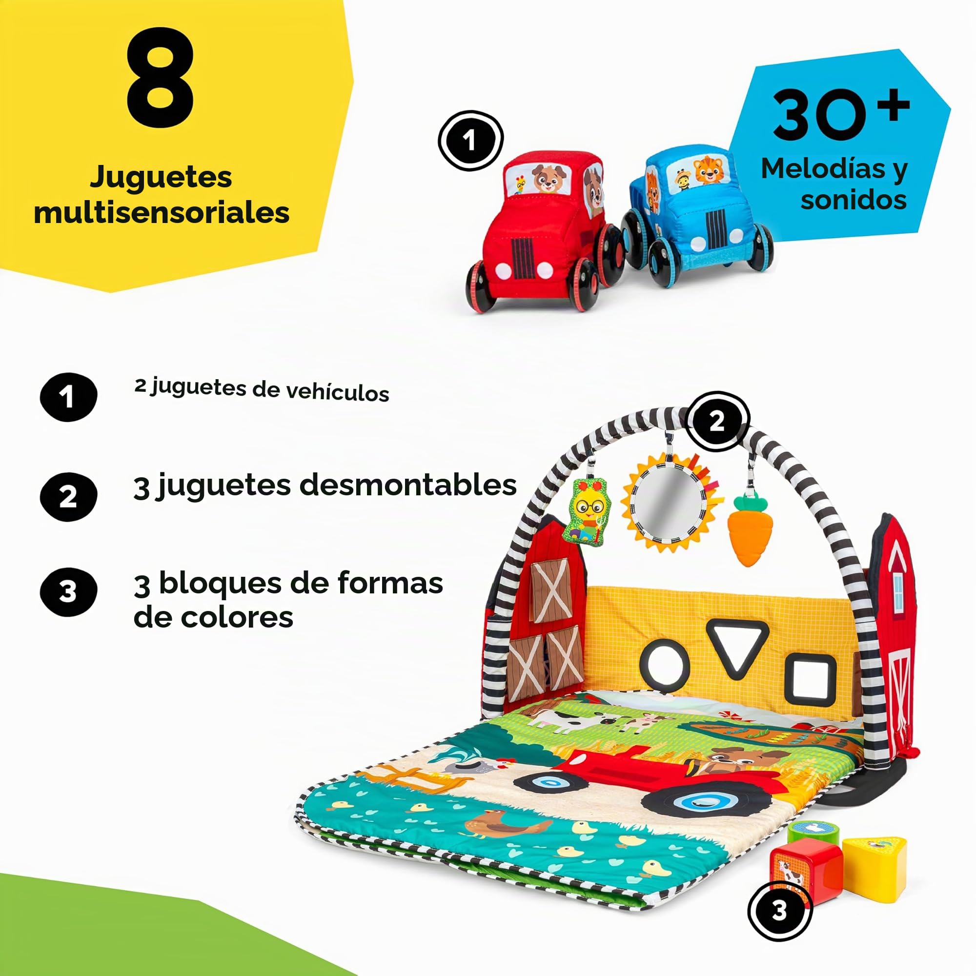 Baby Einstein, Gimnasio Musical de Actividades Farm Explorers Busy Barnyard de la colección Grow with Me, con Clasificador de Formas, para Edades de 0 Meses a 4+ años