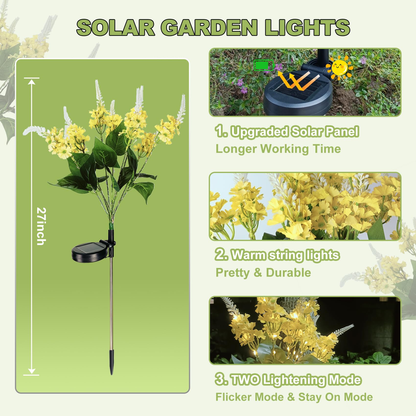 Useber Solar Flower Lights Outdoor Garden, 2 Pack Lilac Outdoor Lights Waterproof - Image 4