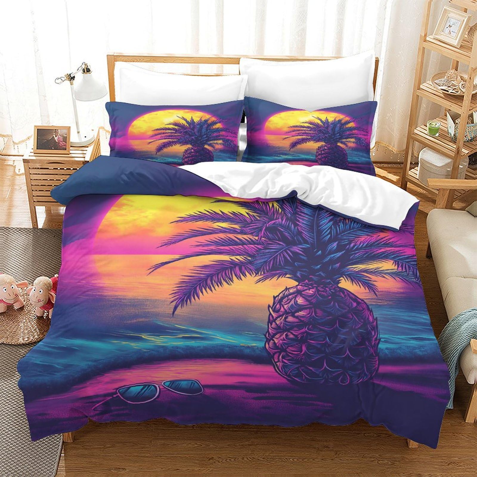 Housse de couette microfibre de qualité supérieure motif ananas 3D