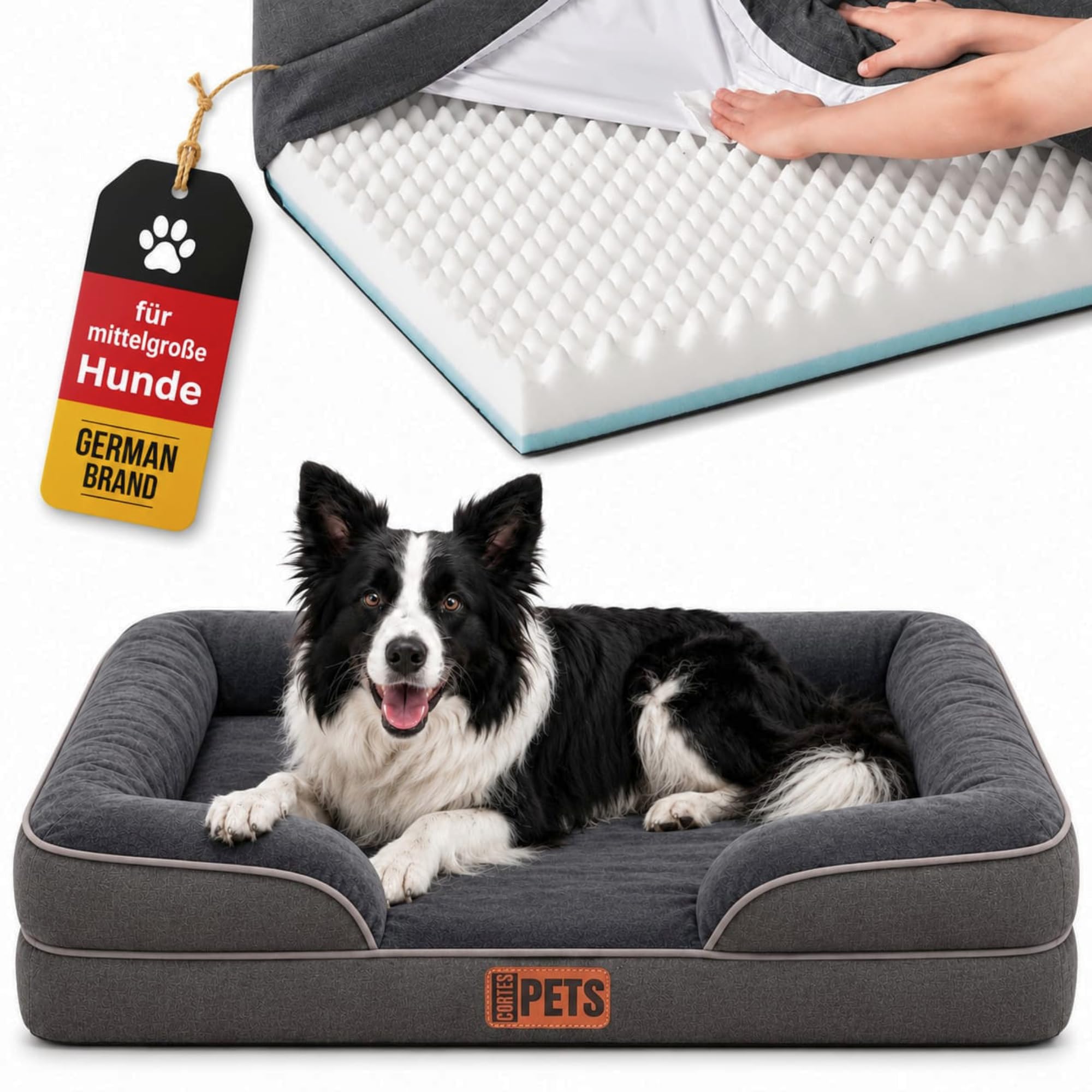Cama Ortopédica para Perros medianos - con Espuma Viscoelástica, 2 cm de Gel Refrigerante, Impermeable y Base Antideslizante - Sofá para Perro mediano (LARGO: 90cm - ANCHO:64cm ALTO: 17cm)