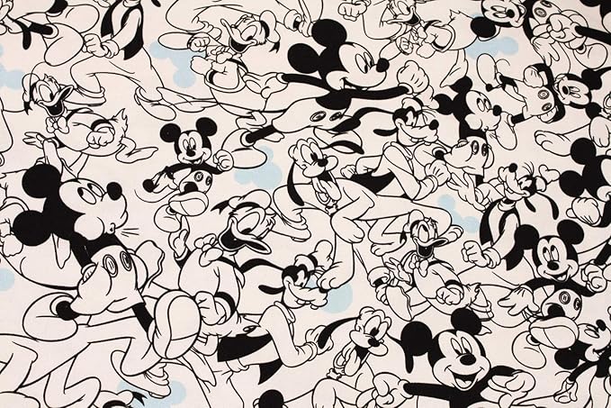 Amazon ディズニーキャラクター生地 ミッキーマウス グーフィ ドナルドダック コットン100 シーチング Disney Mickey Mouse Goofy Donald Duck 45cm X 110cm 布 生地 通販