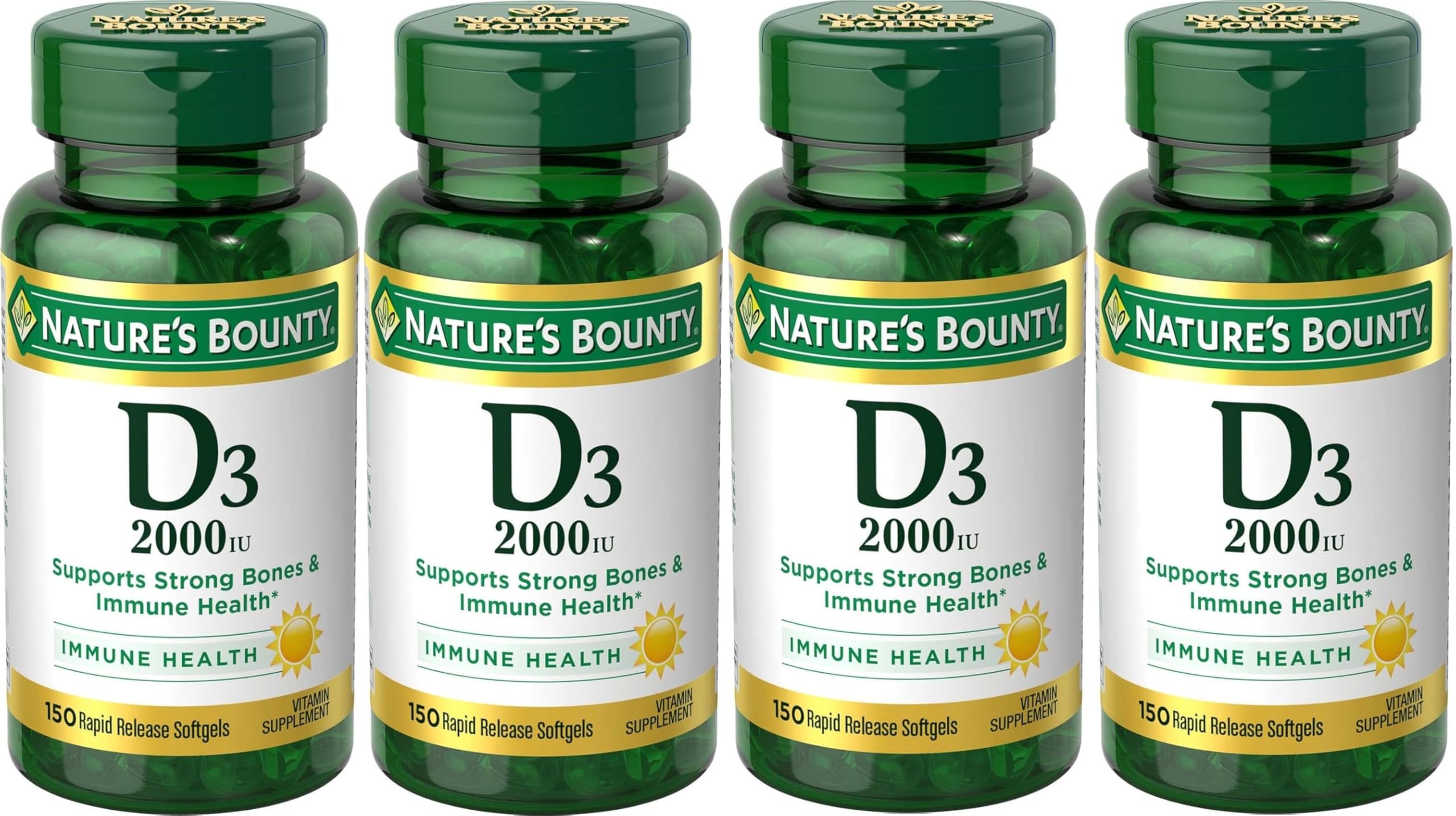Nature's Bounty Vitamin D3 2000 IU Softgels 150 ea (Pack of 4) 150 Count (Pack of 4)