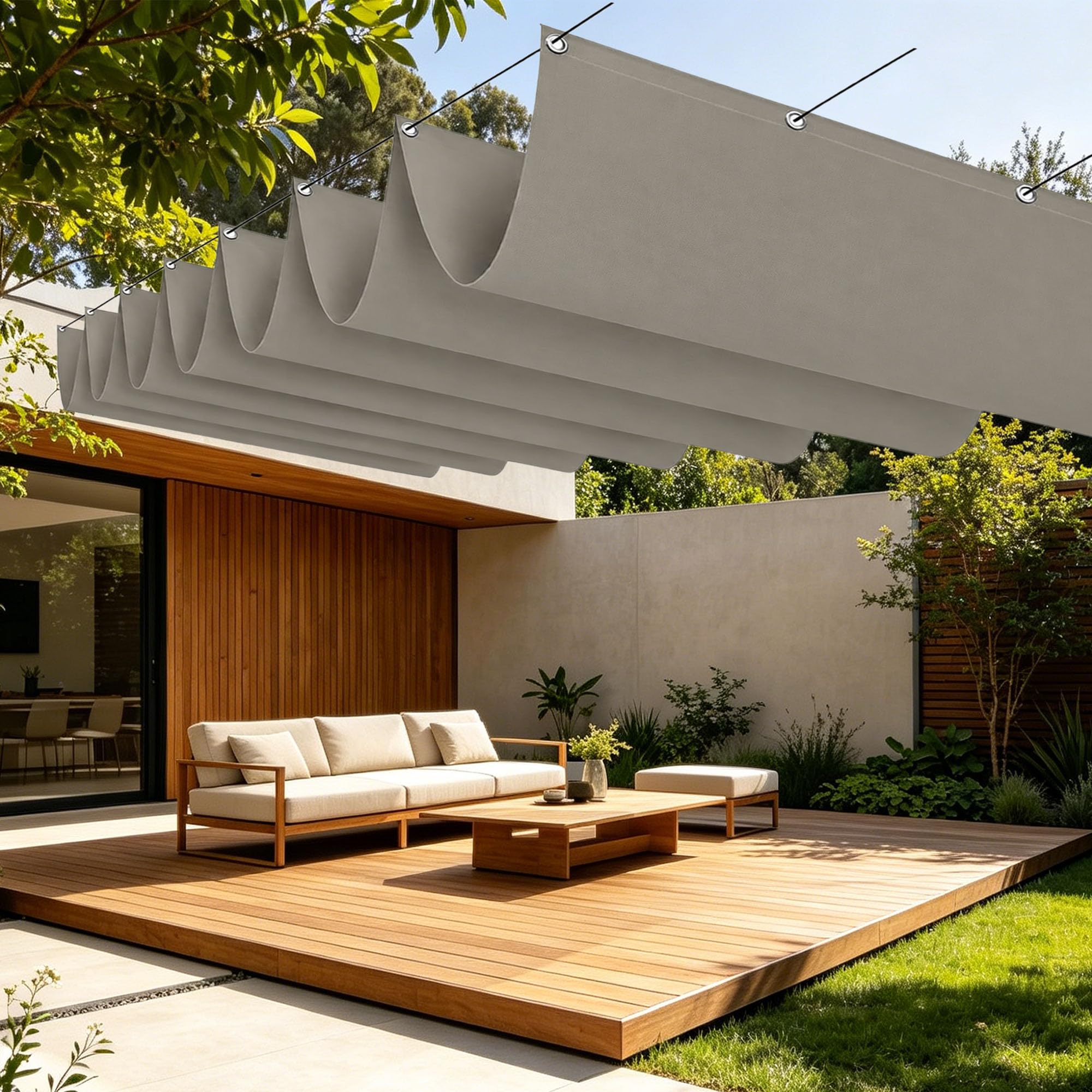 Voile d'ombrage multi couleur taille 350x250 extérieur pour patio et jardin carré