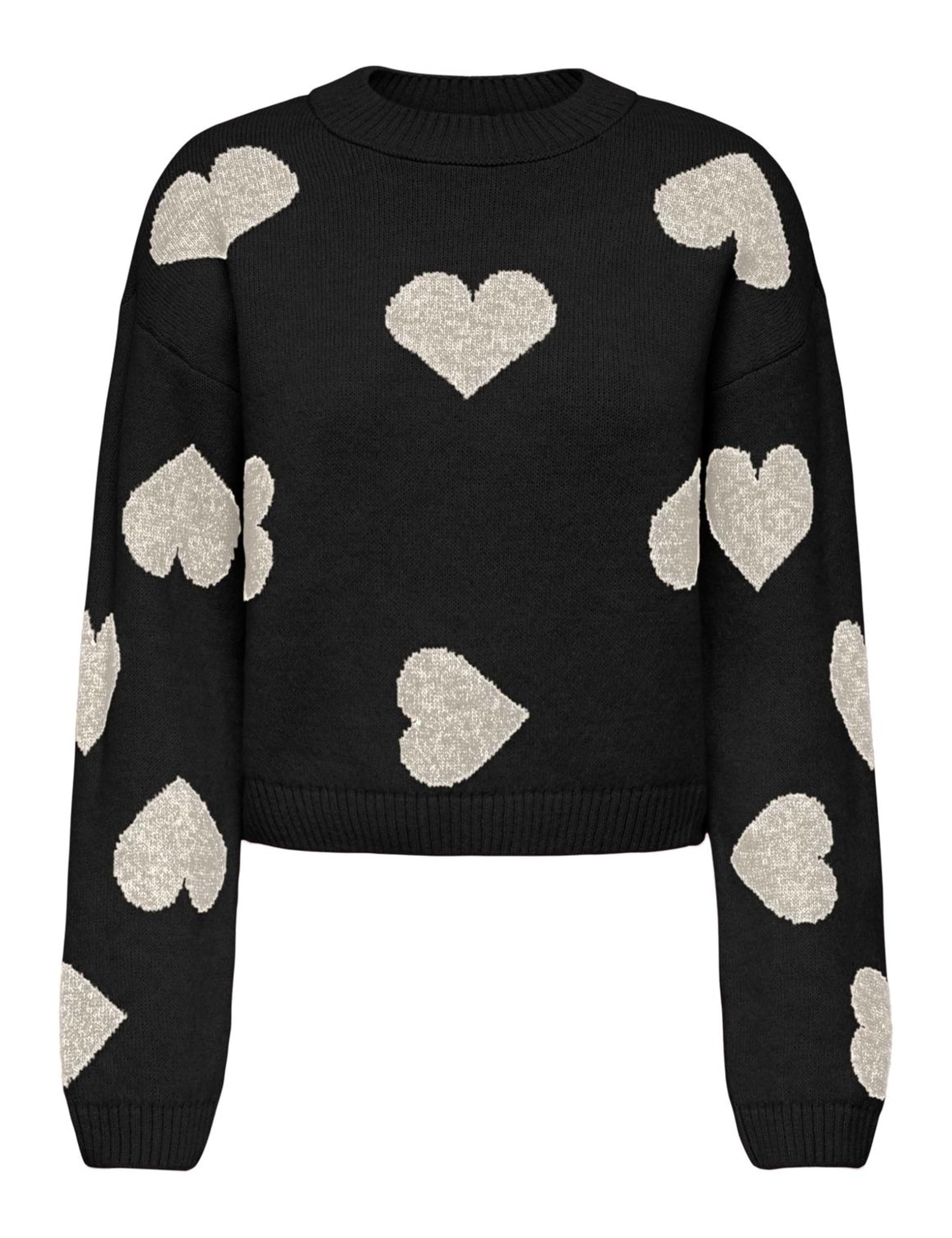 ONLY Damen Strickpullover gestrickter Pullover mit Herzen ONLHappie