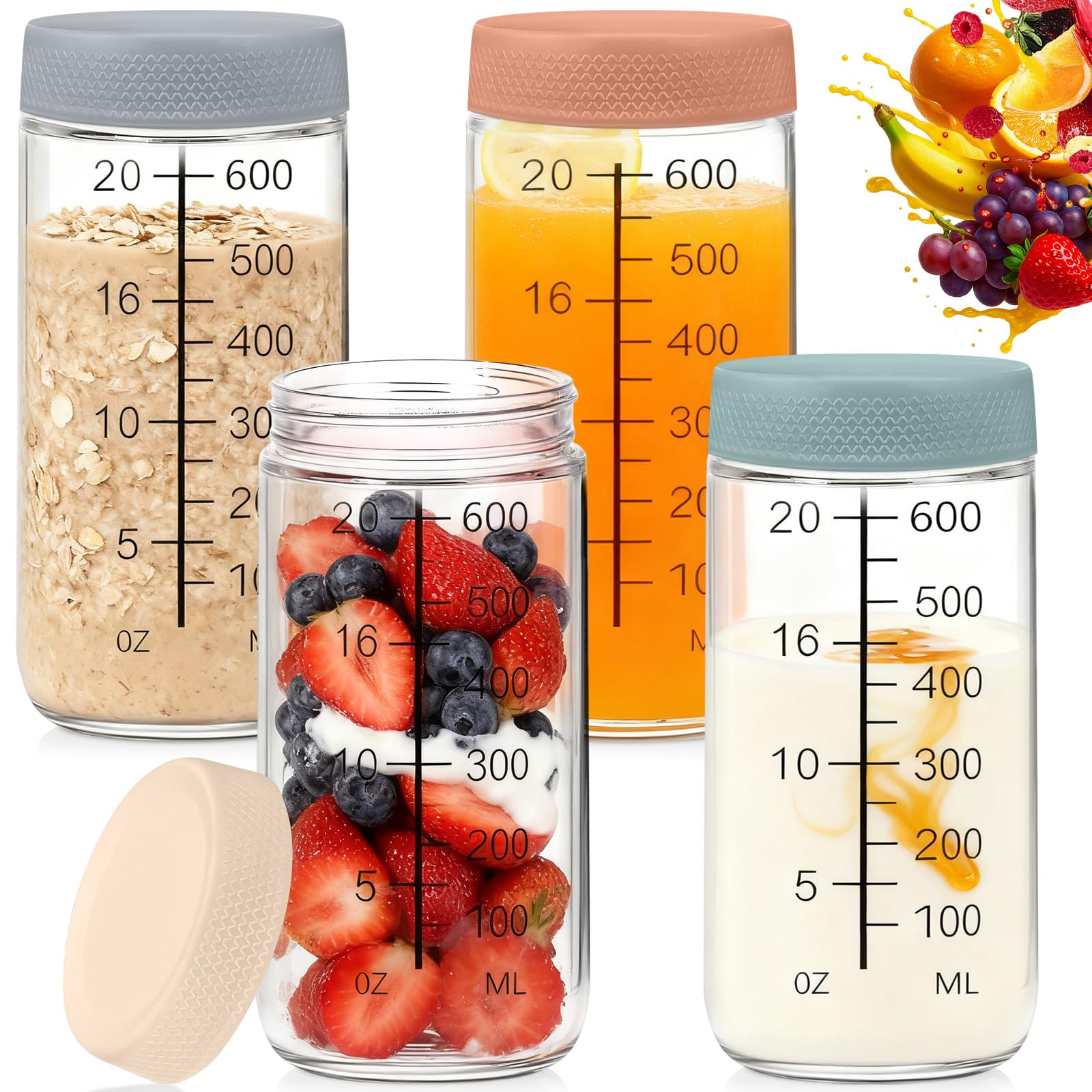 Tarros de avena sin derrames en la mochila: botes de preparación de comidas de cristal de 750 ml 1