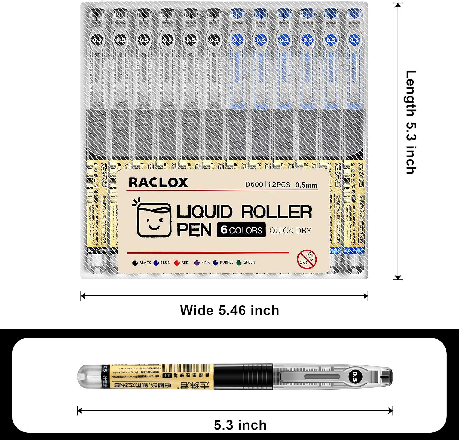 Liquid Ink Pen Flair Pens Journal Pens Tip Markers Smooth Writing 0.5 Mm Tip Pens Quick Drying Pen For Writing Journaling Taking Notes School Office 12 Pcs Blue/Black