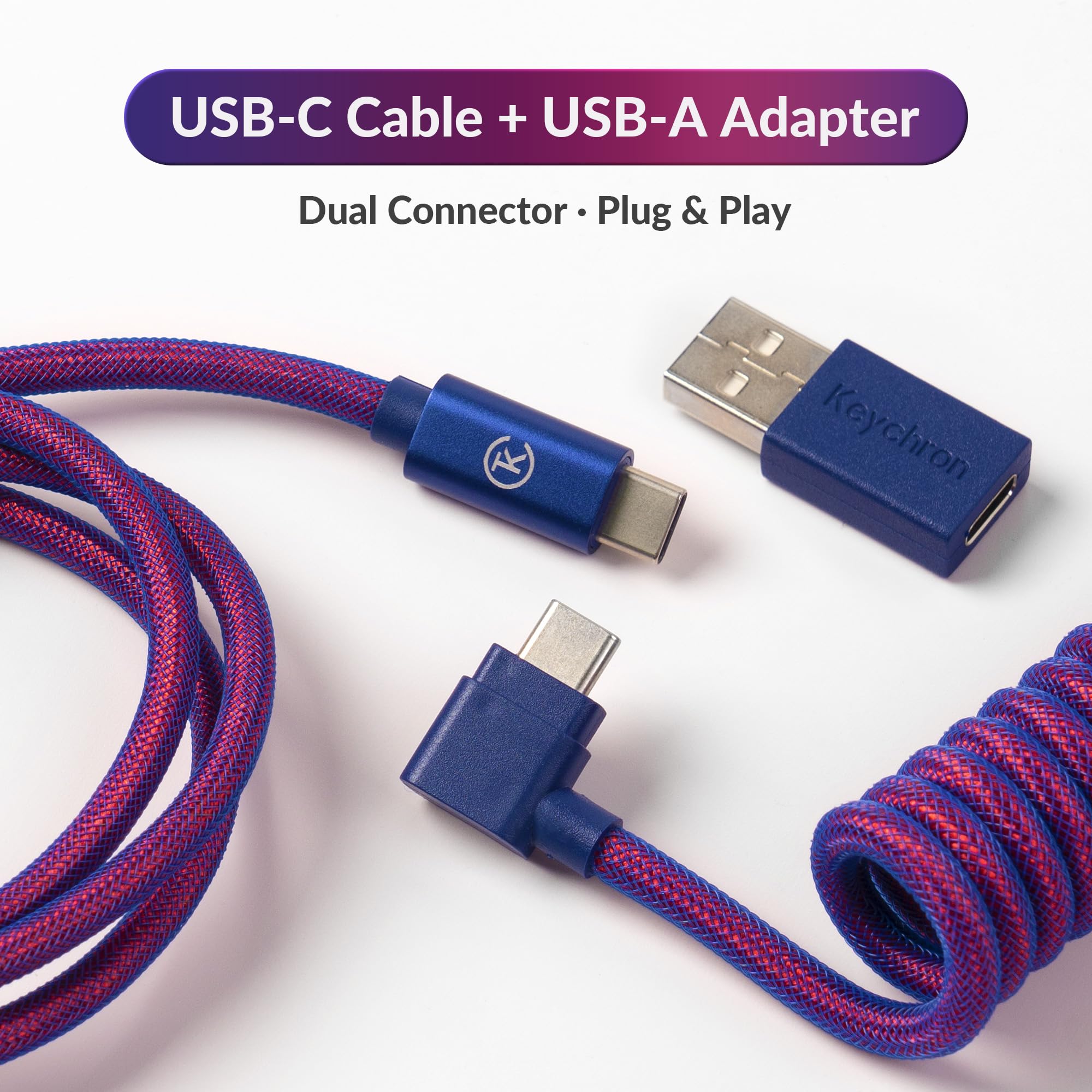 Amazon.co.jp: Keychron プレミアムコイル USB-C 角度付きパープル