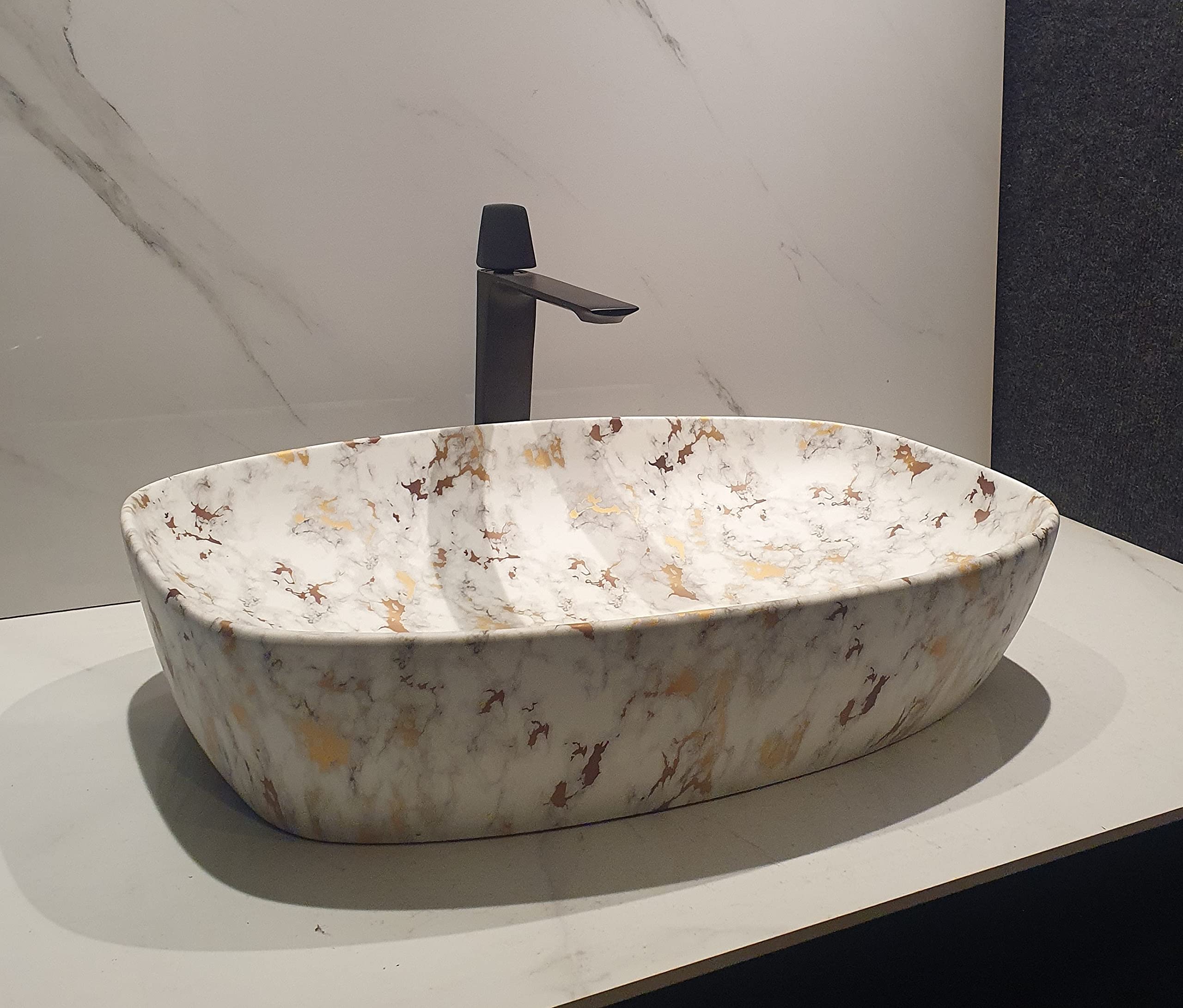 B Backline Ceramic Table Top Vessel Sink Matt Finish Wash Basin Over Counter/Counter Top Wash Basin For Bathroom & Living Room 24 X 15 X 5 Inches (Multi Color 4) (B0BX6SPCQH) Amazon Price History, Amazon Price Tracker