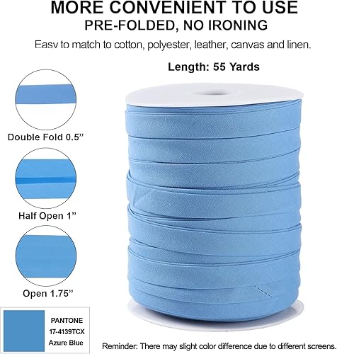 Miniatura 46 de Cinta al bies de doble pliegue de 1 pulgada, cinta de encuadernación bies de doble pliegue de 55 yardas (marrón) y 4 tizas de tela de costura